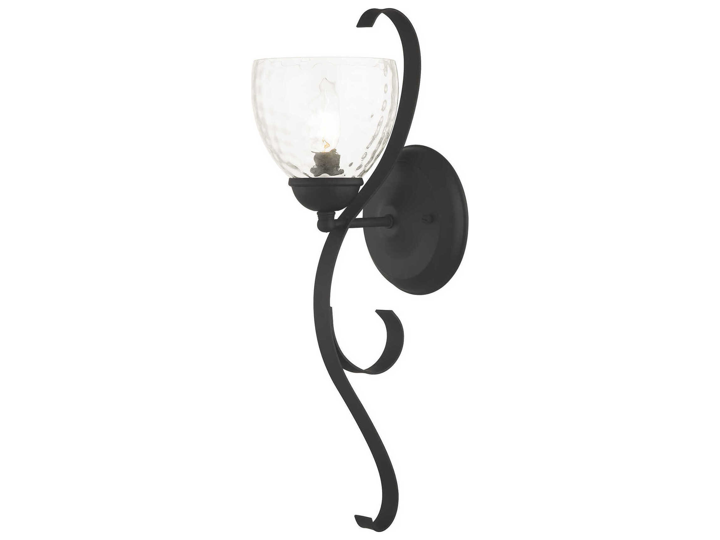 Livex Lighting Brookside 1-Light Black Glass Wall Sconce