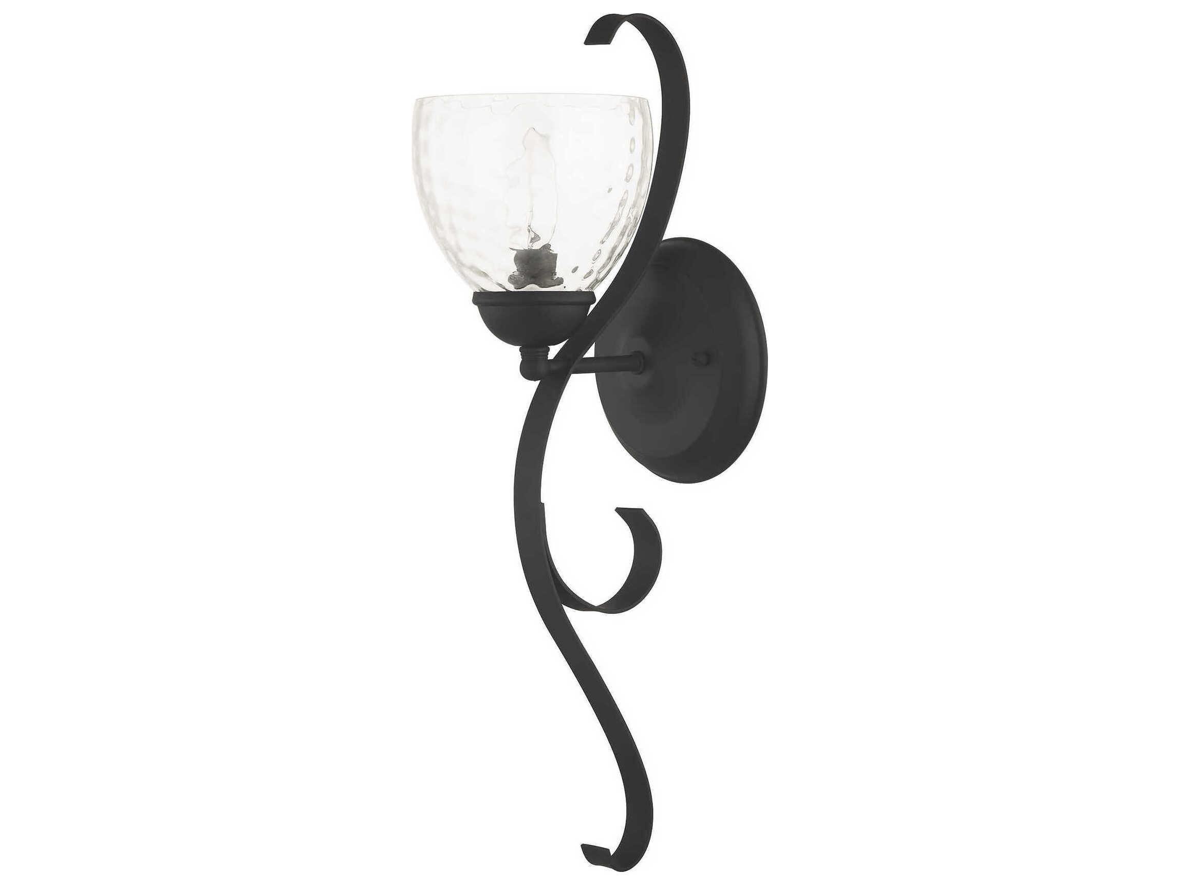 Livex Lighting Brookside 1-Light Black Glass Wall Sconce