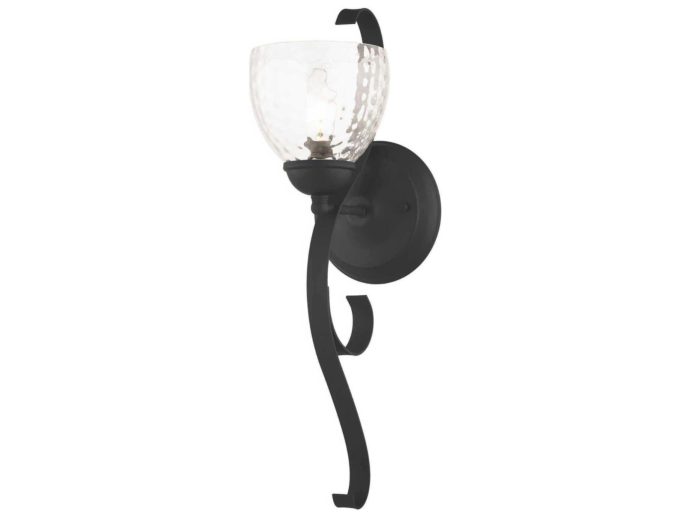 Livex Lighting Brookside 1-Light Black Glass Wall Sconce
