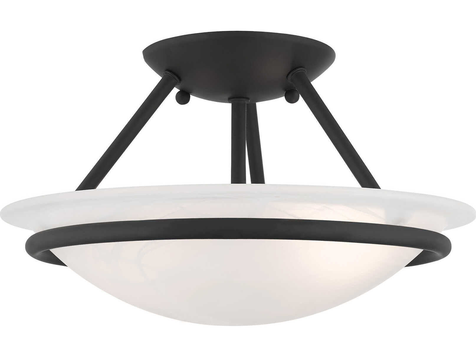 Livex Lighting Newburgh 2-Light Black Glass Bowl Semi Flush Mount