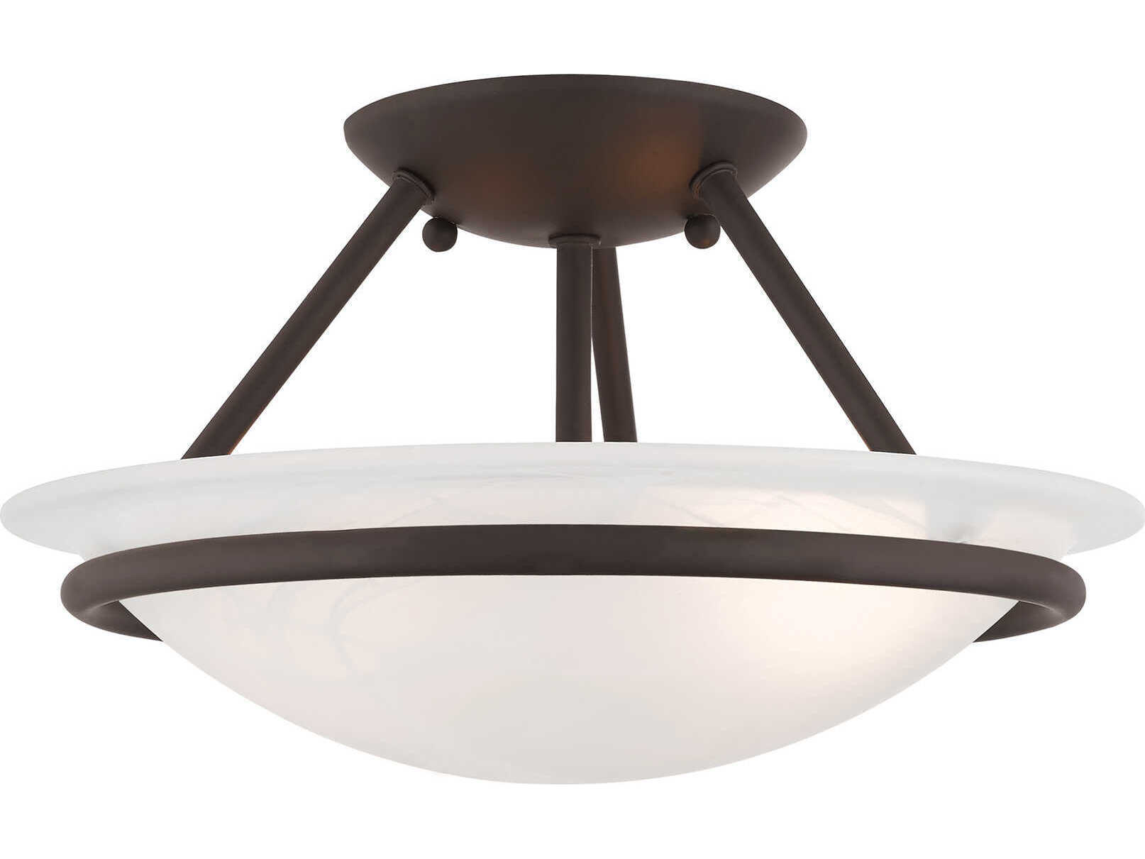 Livex Lighting Newburgh 2-Light Bronze Glass Bowl Semi Flush Mount