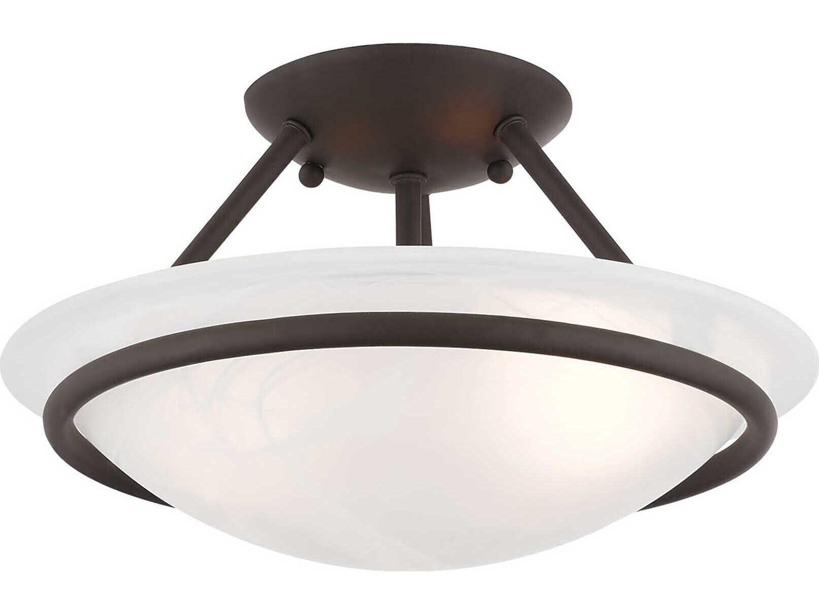 Livex Lighting Newburgh 2-Light Bronze Glass Bowl Semi Flush Mount