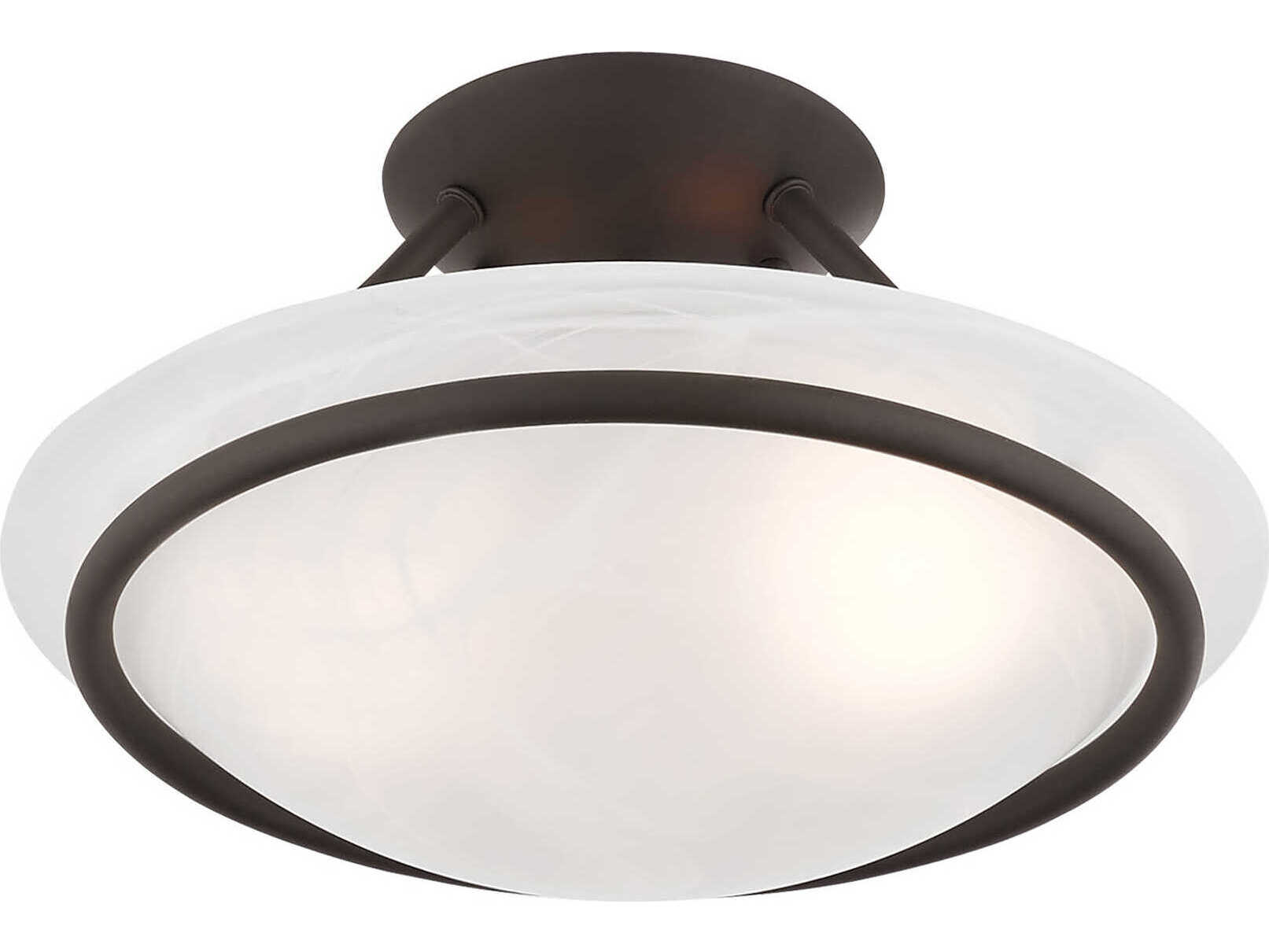 Livex Lighting Newburgh 2-Light Bronze Glass Bowl Semi Flush Mount