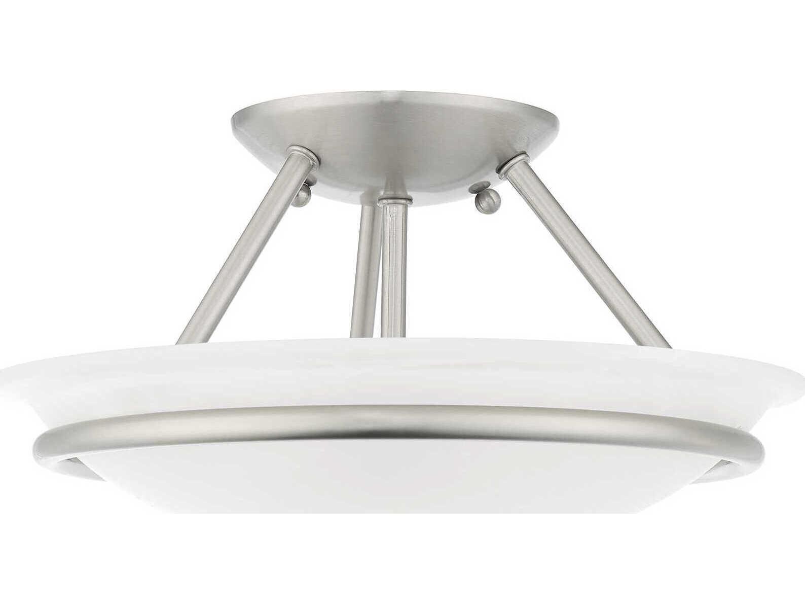 Livex Lighting Newburgh 2-Light Brushed Nickel Glass Bowl Semi Flush Mount