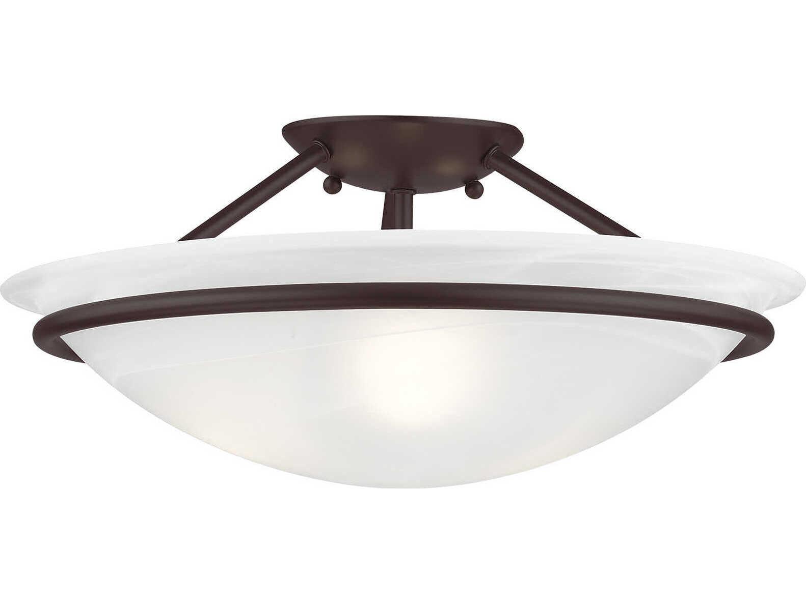 Livex Lighting Newburgh 3-Light Bronze Glass Bowl Semi Flush Mount