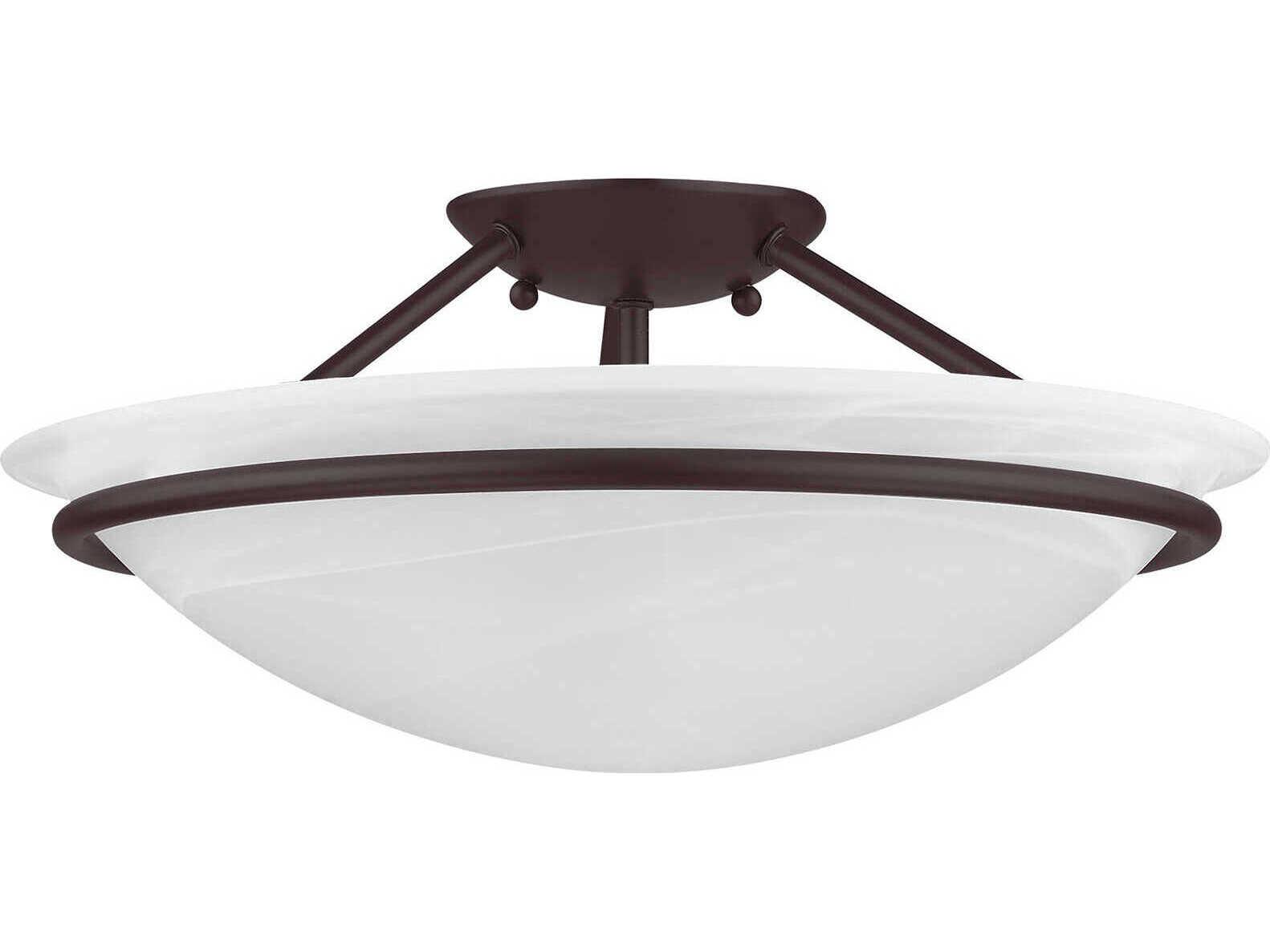 Livex Lighting Newburgh 3-Light Bronze Glass Bowl Semi Flush Mount