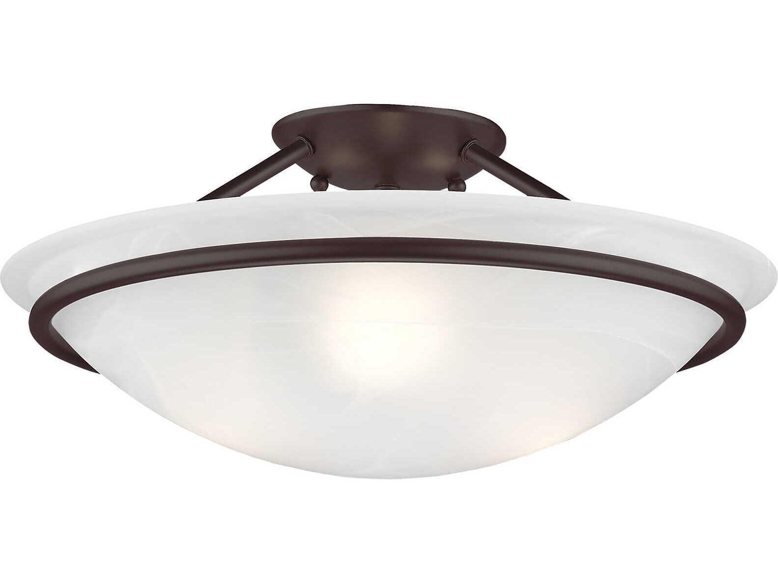 Livex Lighting Newburgh 3-Light Bronze Glass Bowl Semi Flush Mount