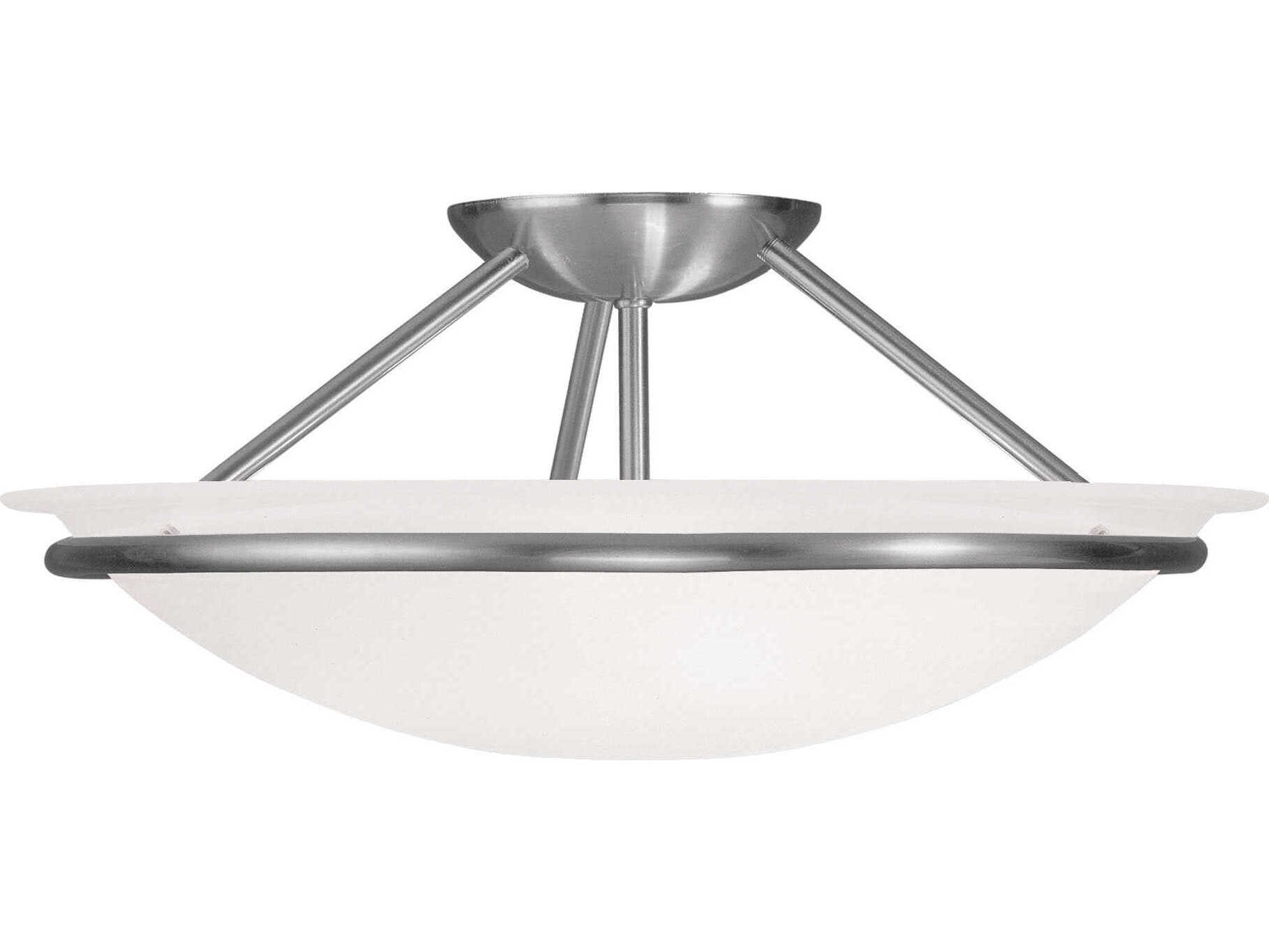 Livex Lighting Newburgh 3-Light Brushed Nickel Glass Bowl Semi Flush Mount