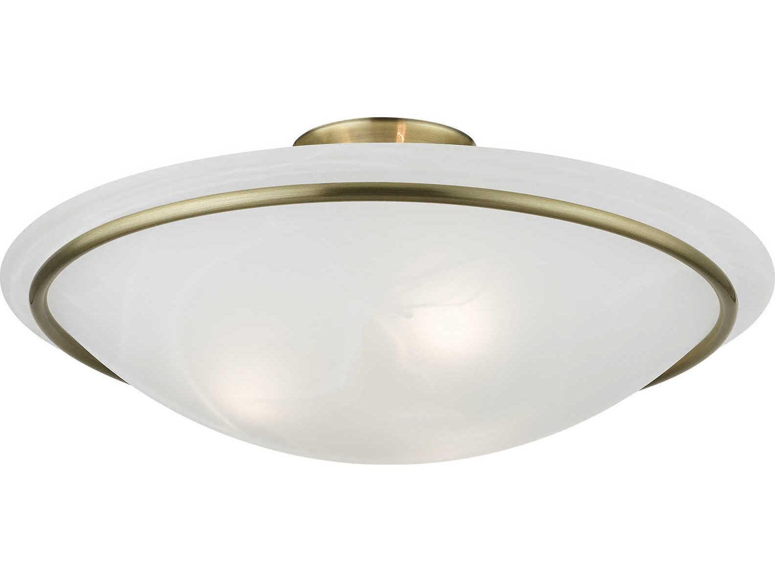 Livex Lighting Newburgh 3-Light Antique Brass Glass Bowl Semi Flush Mount