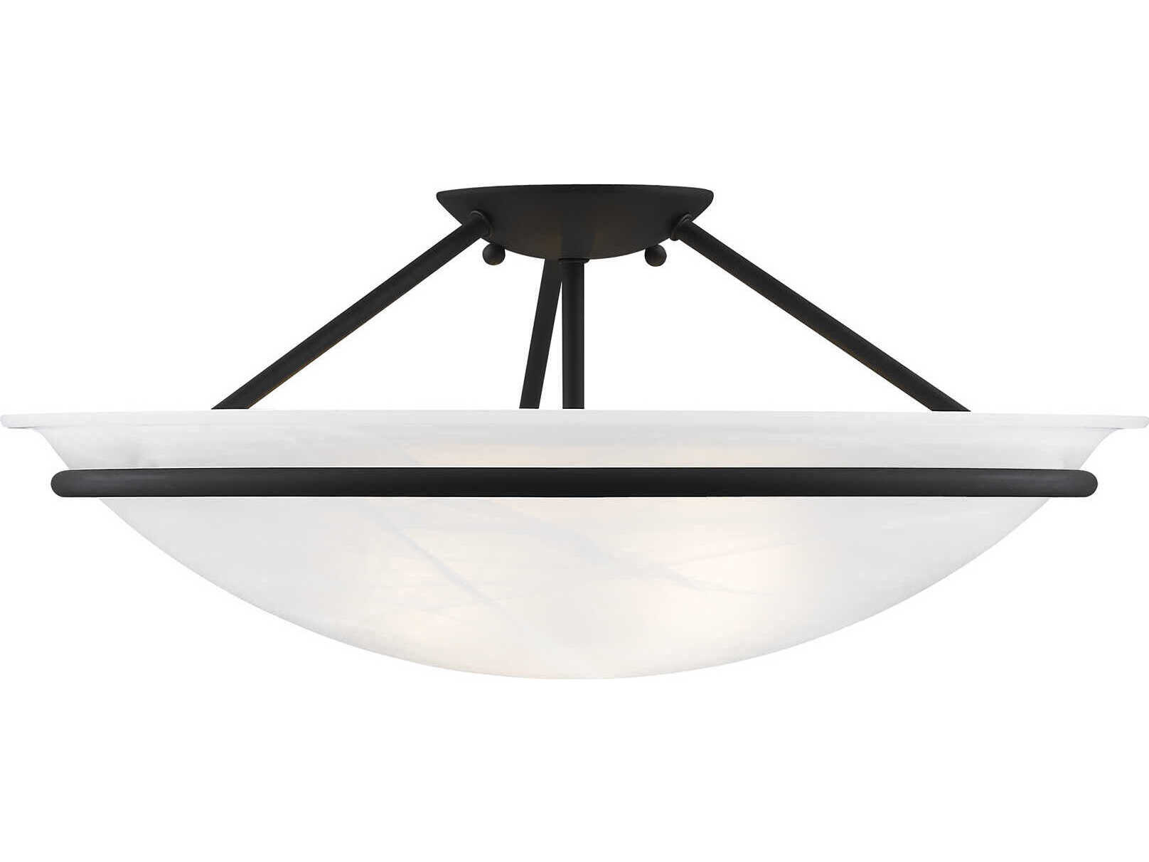 Livex Lighting Newburgh 3-Light Black Glass Bowl Semi Flush Mount