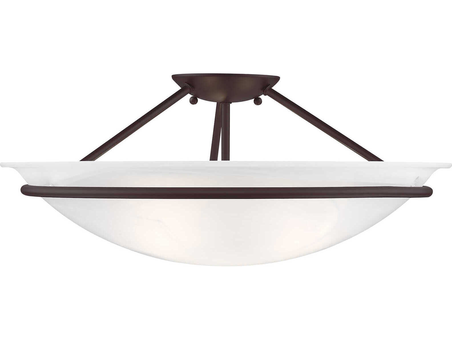 Livex Lighting Newburgh 3-Light Bronze Glass Bowl Semi Flush Mount