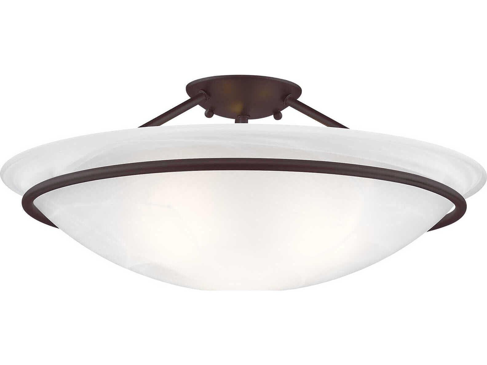 Livex Lighting Newburgh 3-Light Bronze Glass Bowl Semi Flush Mount