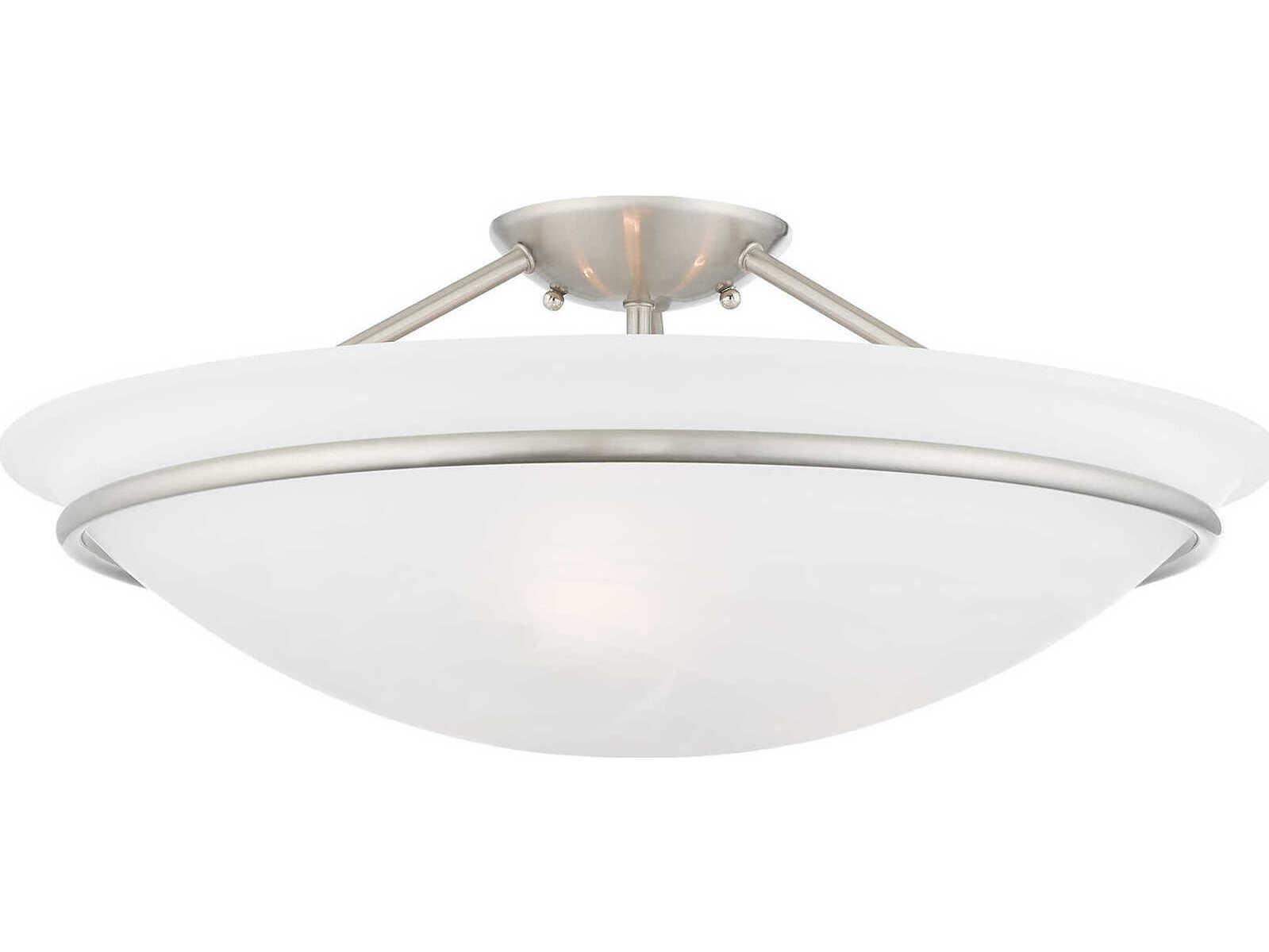 Livex Lighting Newburgh 3-Light Brushed Nickel Glass Bowl Semi Flush Mount