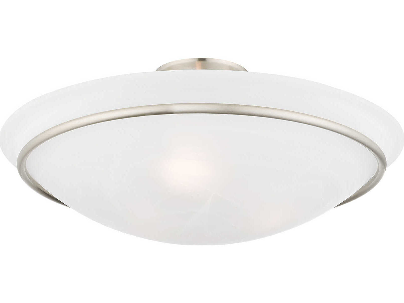 Livex Lighting Newburgh 3-Light Brushed Nickel Glass Bowl Semi Flush Mount