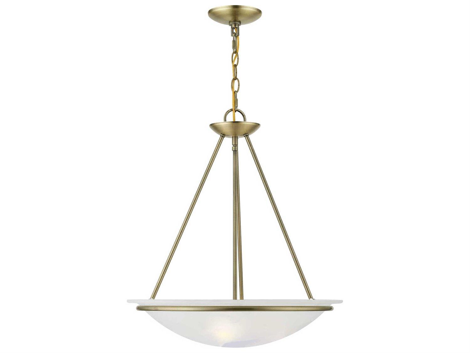 Livex Lighting Newburgh 3-Light Antique Brass Glass Bowl Pendant