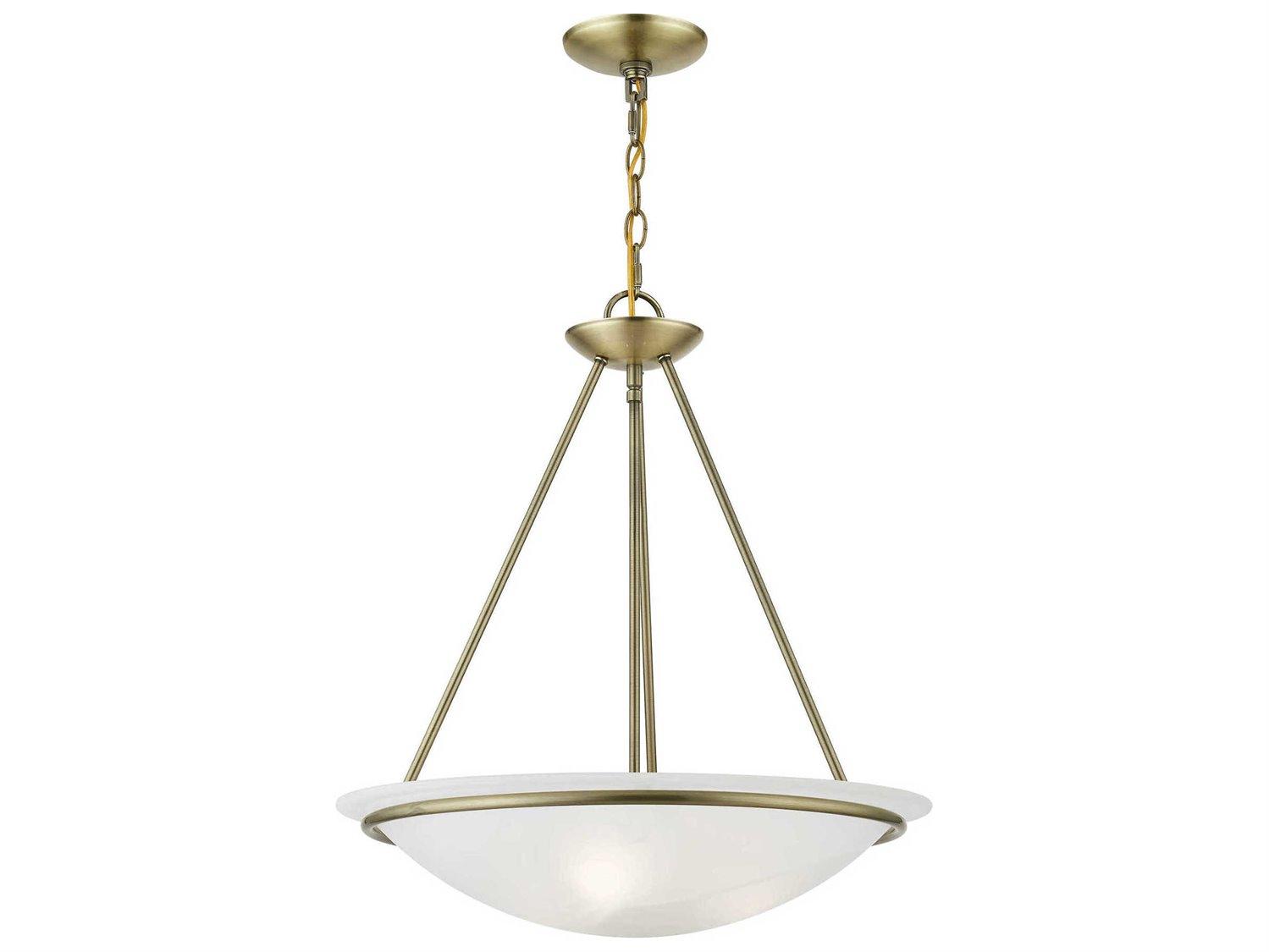 Livex Lighting Newburgh 3-Light Antique Brass Glass Bowl Pendant