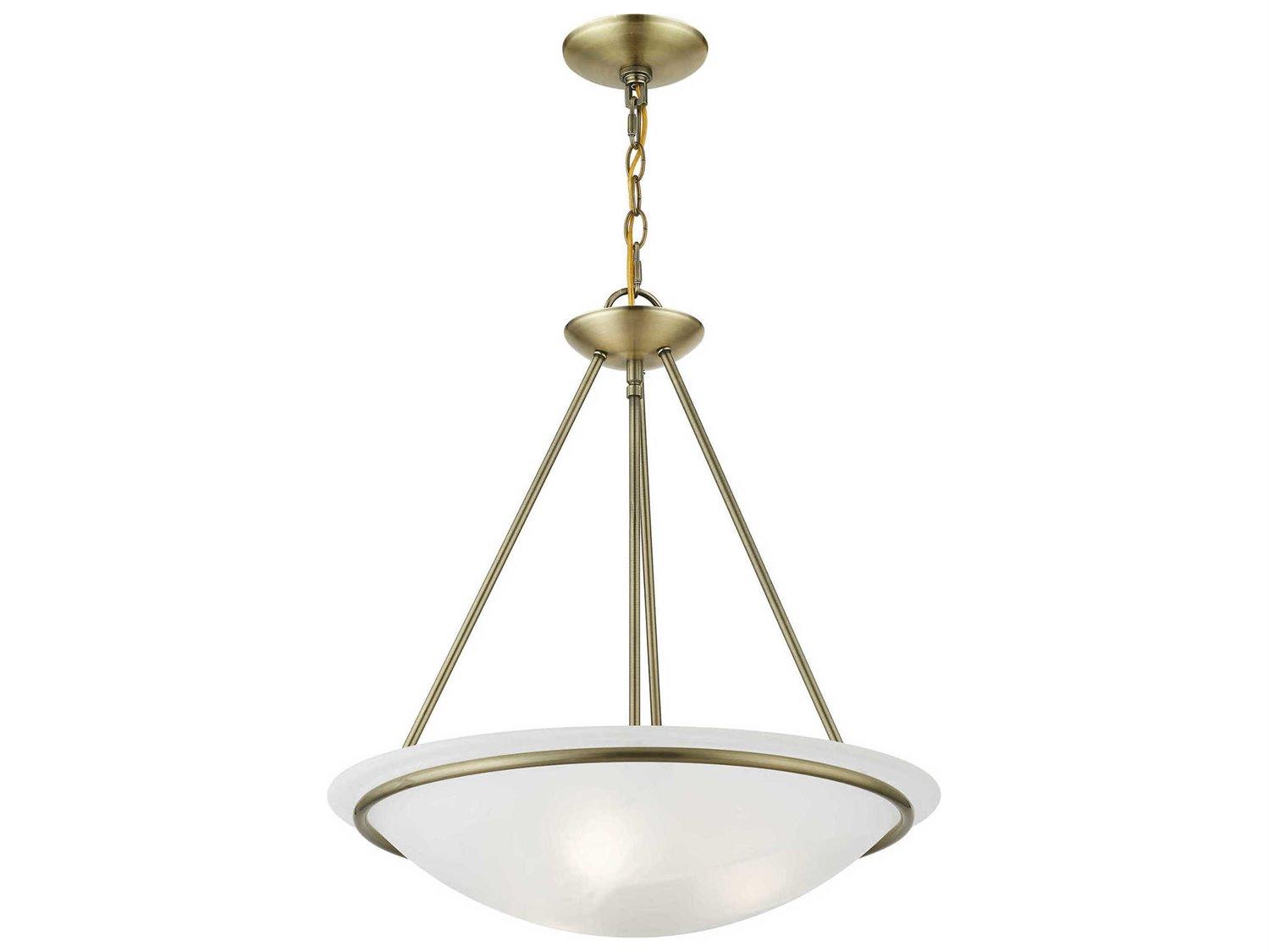 Livex Lighting Newburgh 3-Light Antique Brass Glass Bowl Pendant