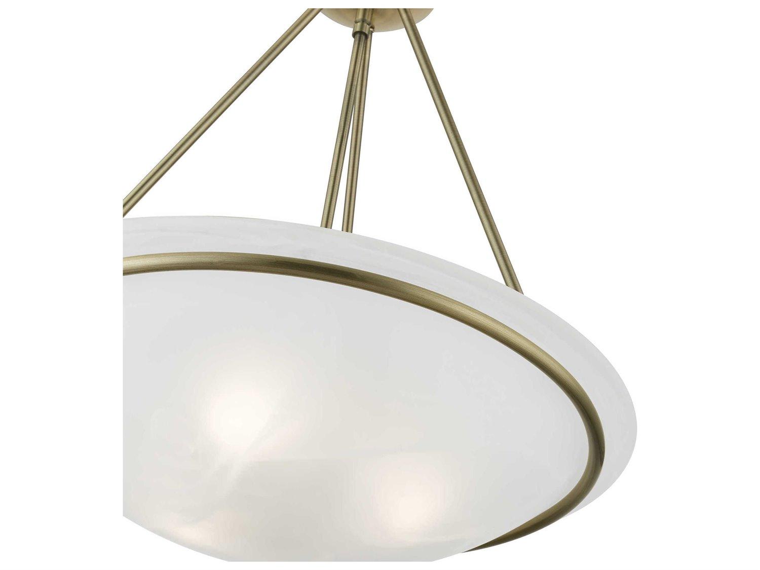 Livex Lighting Newburgh 3-Light Antique Brass Glass Bowl Pendant