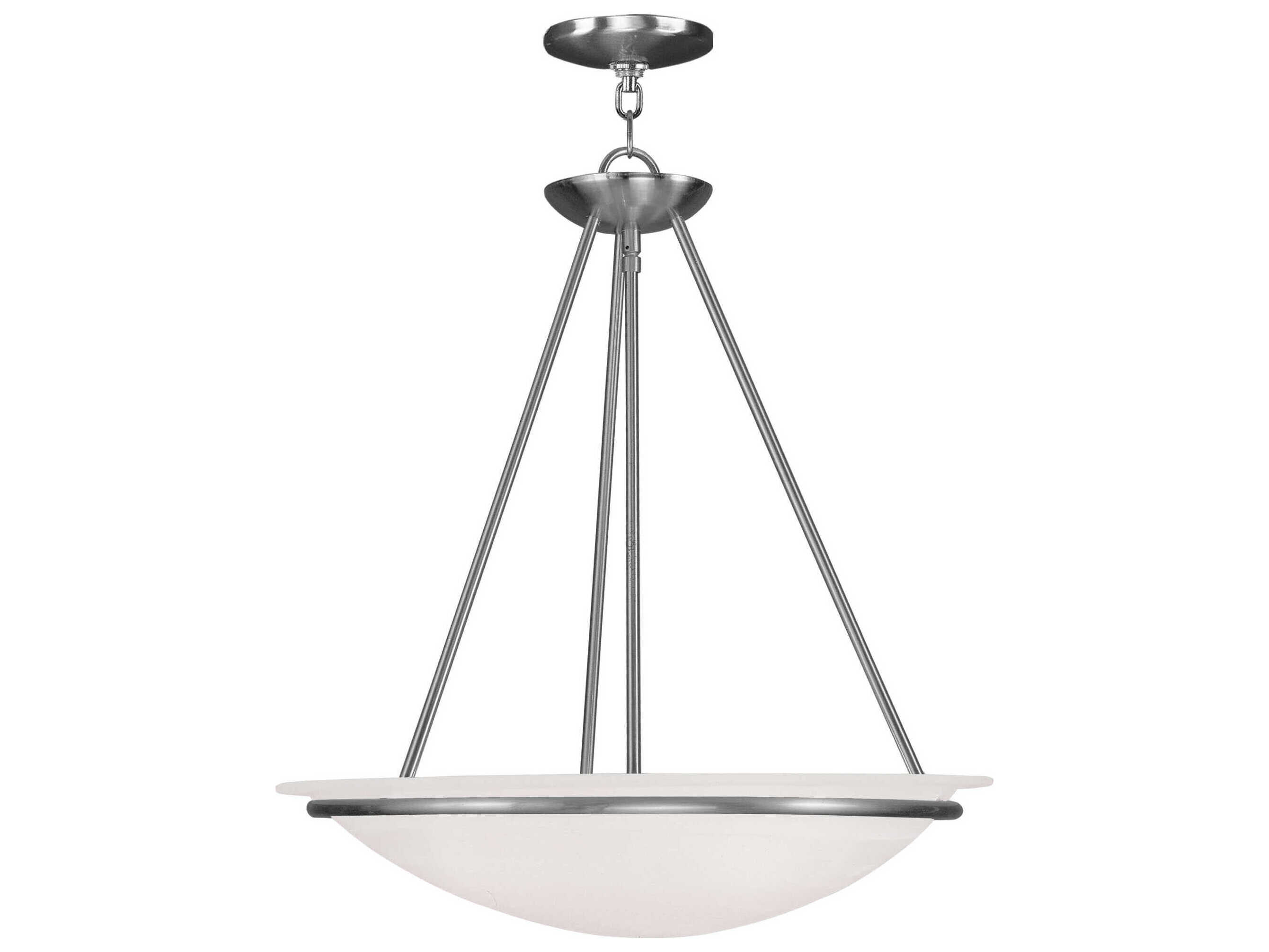 Livex Lighting Newburgh 3-Light Brushed Nickel Glass Bowl Pendant