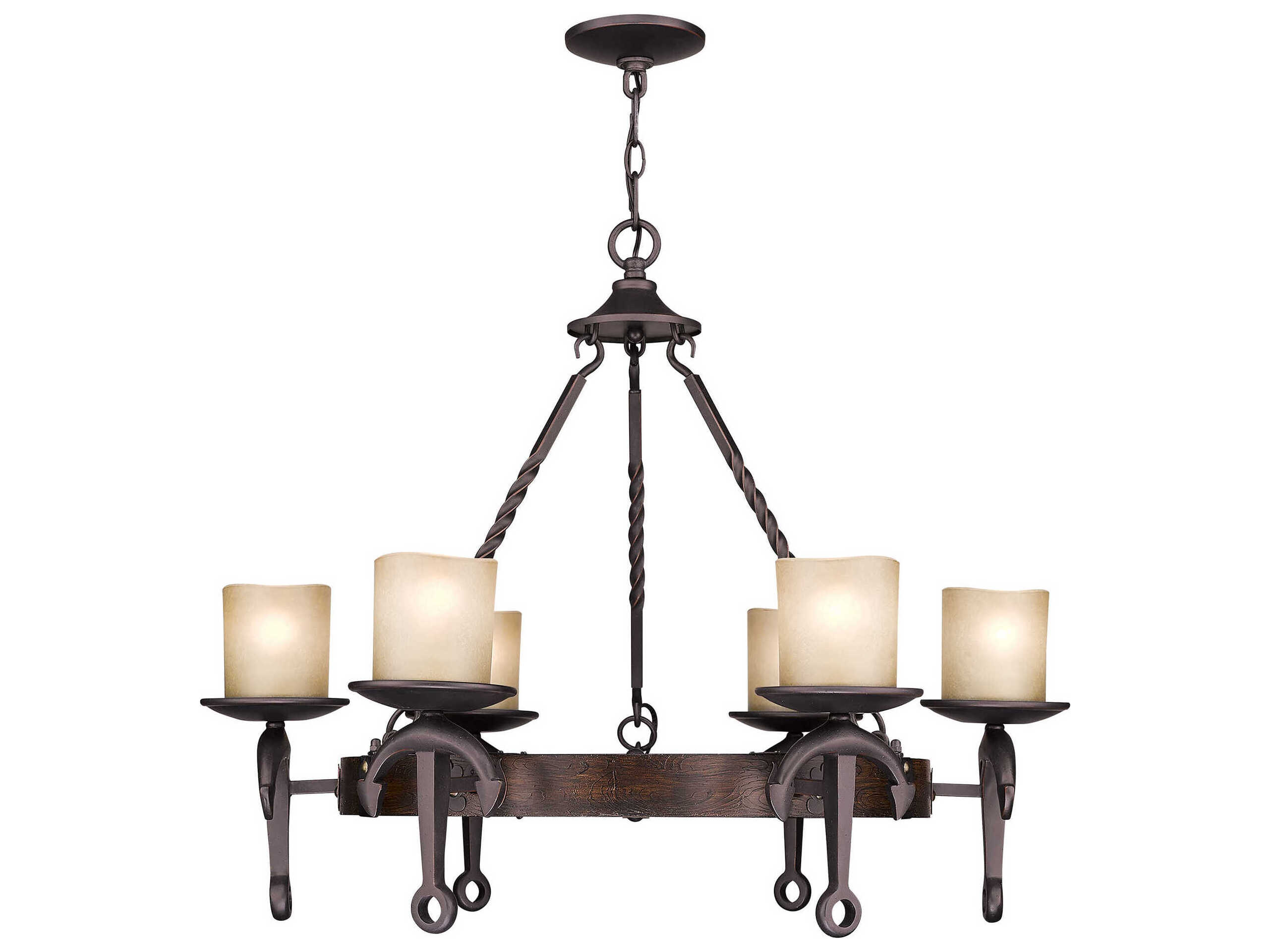 Livex Lighting Cape May 6-Light Olde Bronze Glass Drum Chandelier