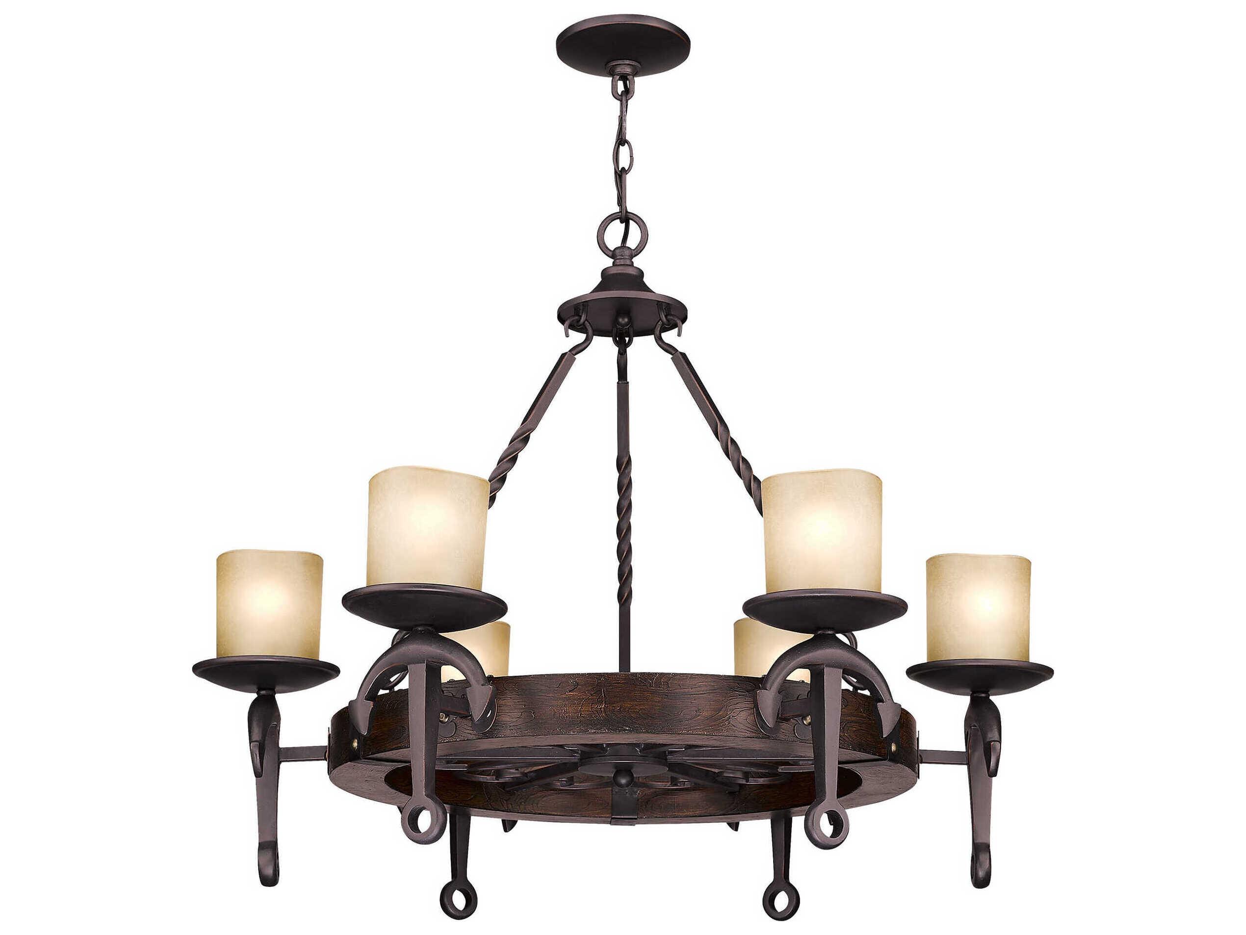 Livex Lighting Cape May 6-Light Olde Bronze Glass Drum Chandelier
