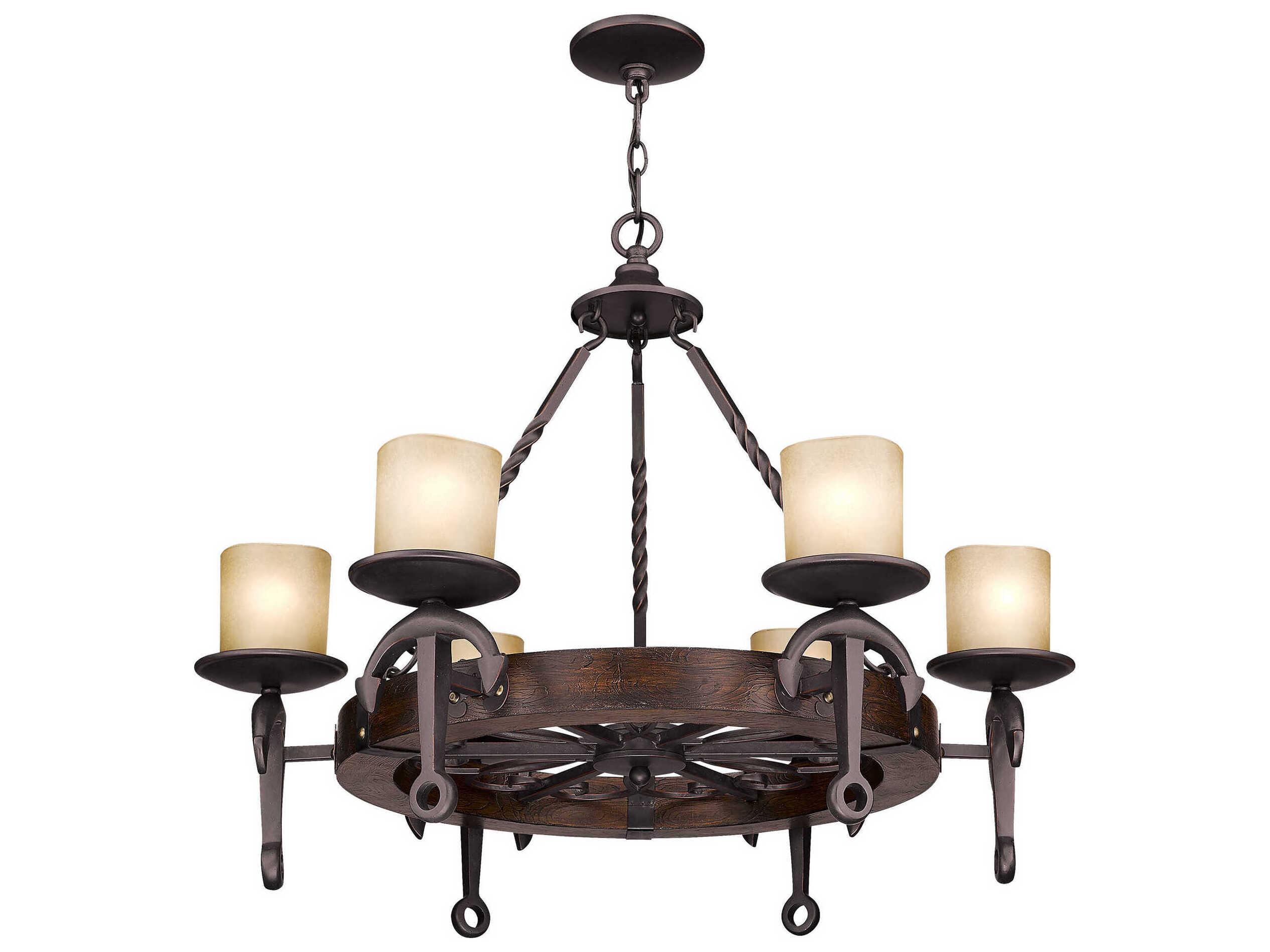 Livex Lighting Cape May 6-Light Olde Bronze Glass Drum Chandelier
