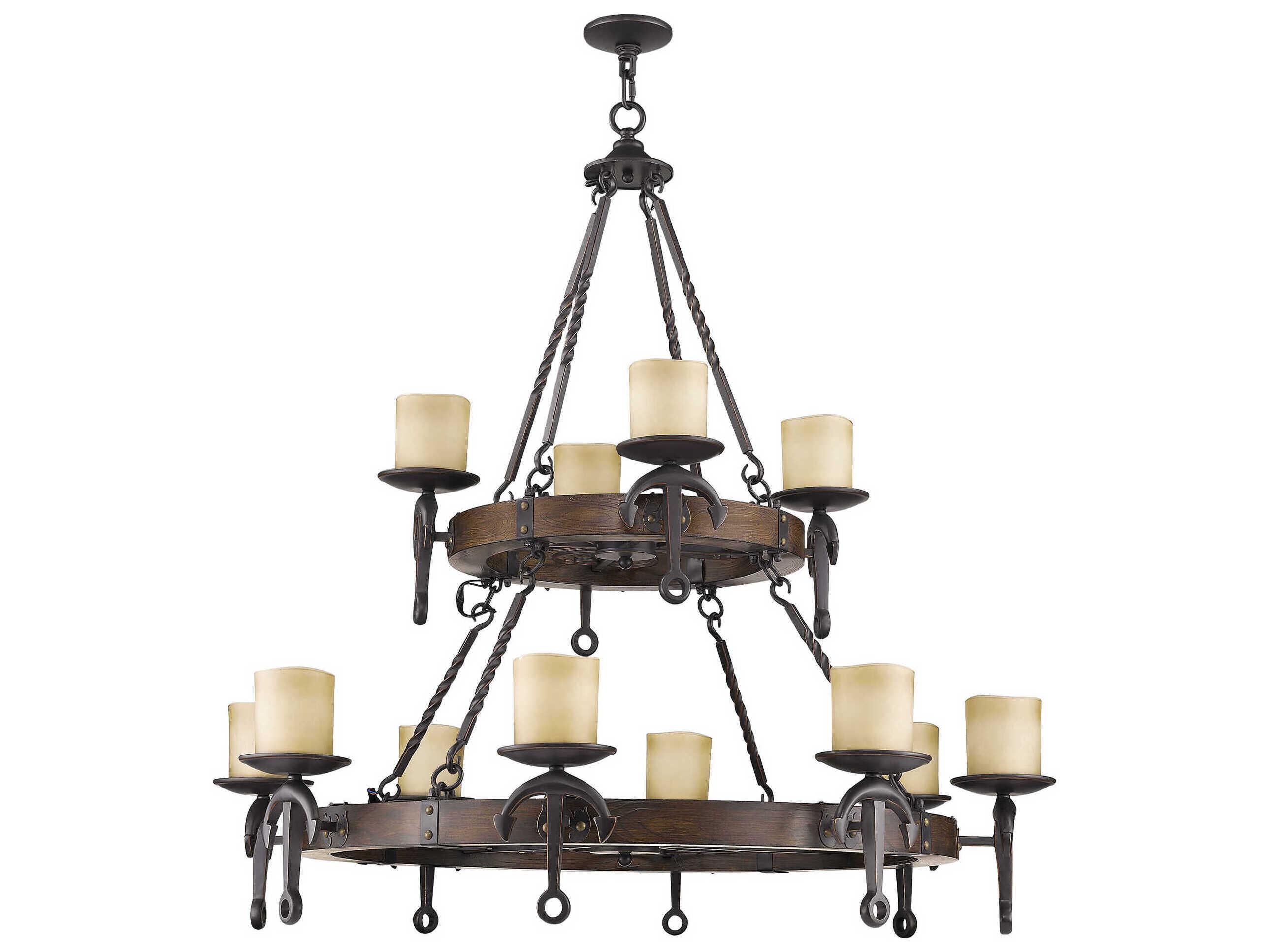 Livex Lighting Cape May 12-Light Olde Bronze Glass Cylinder Tiered Chandelier