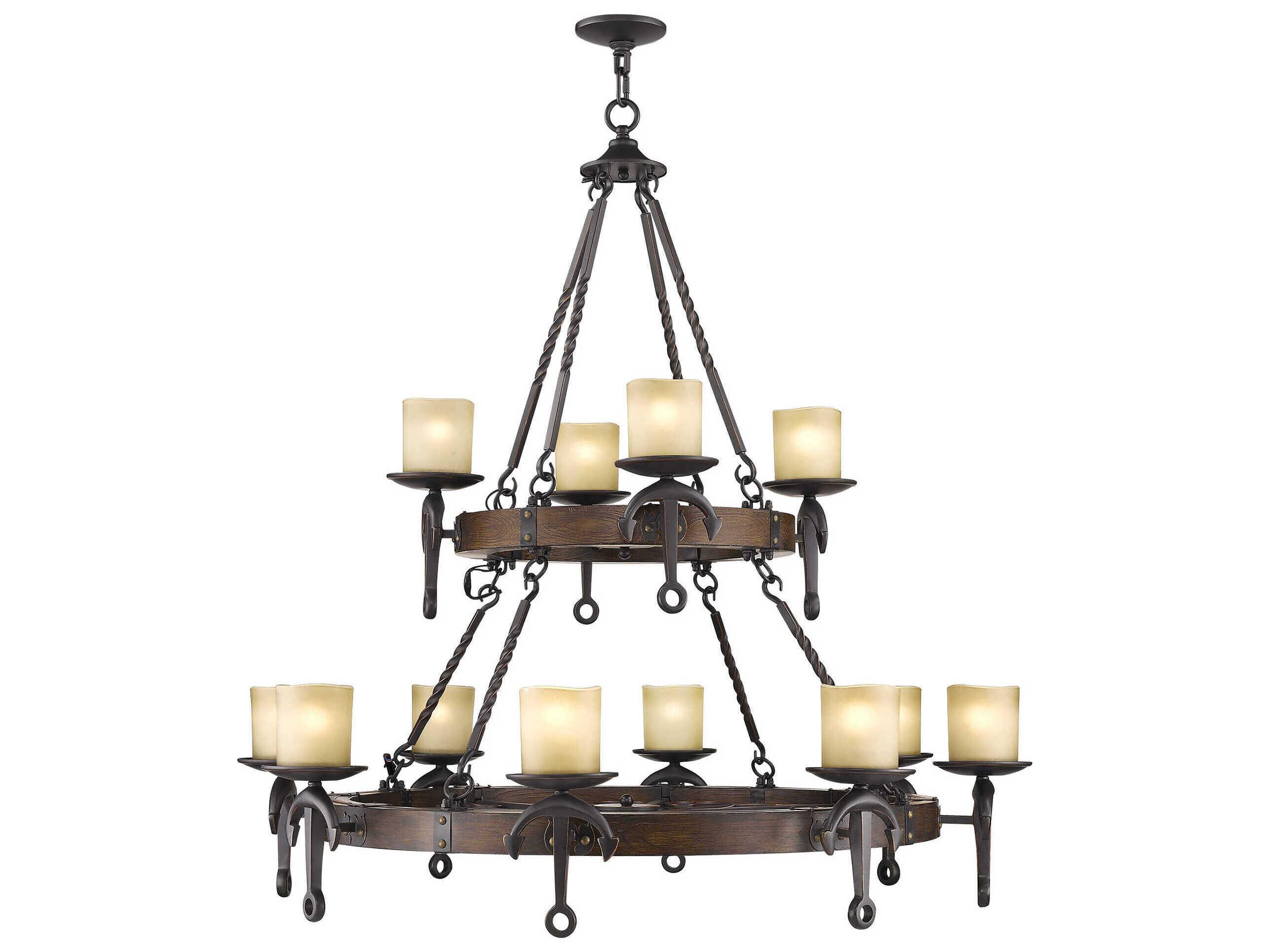 Livex Lighting Cape May 12-Light Olde Bronze Glass Cylinder Tiered Chandelier
