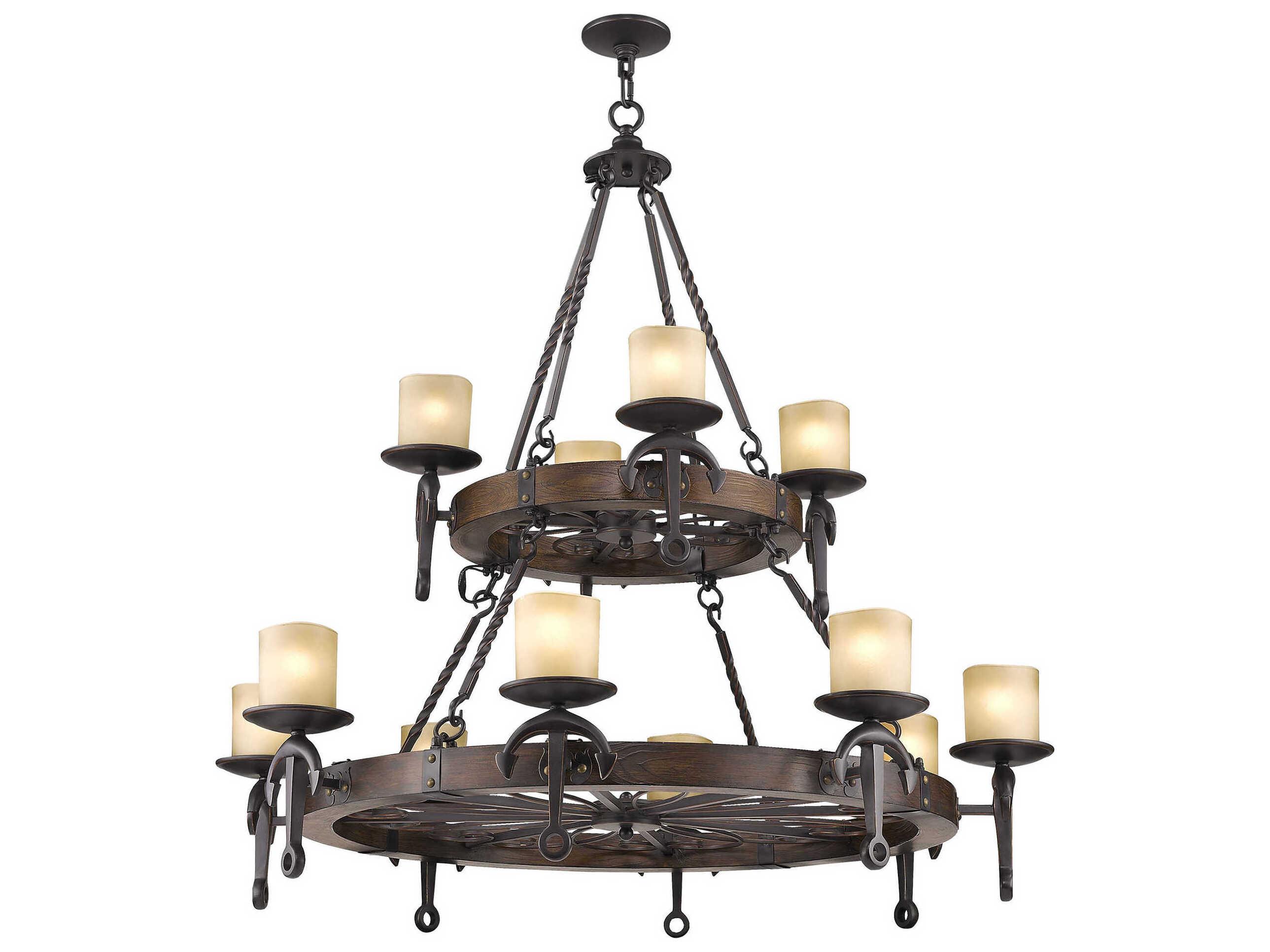 Livex Lighting Cape May 12-Light Olde Bronze Glass Cylinder Tiered Chandelier