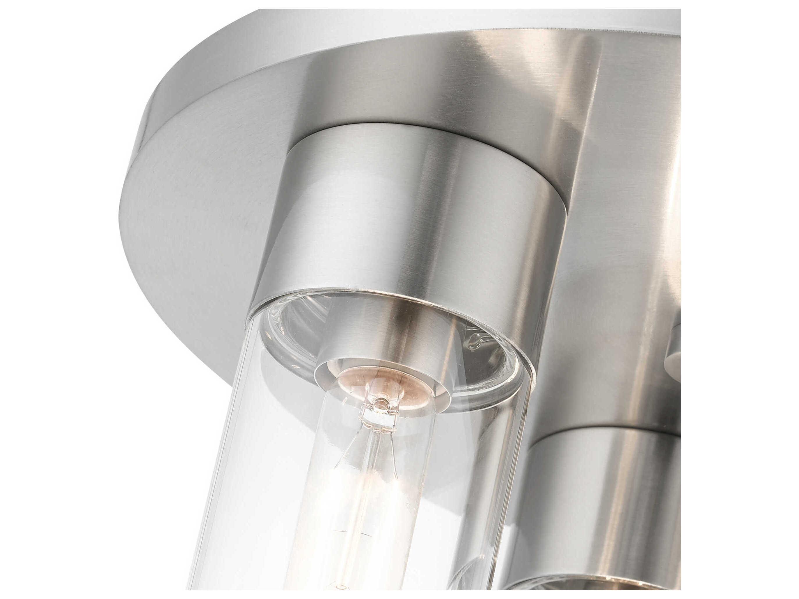 Livex Lighting Carson 3-Light Brushed Nickel Glass Cylinder Flush Mount