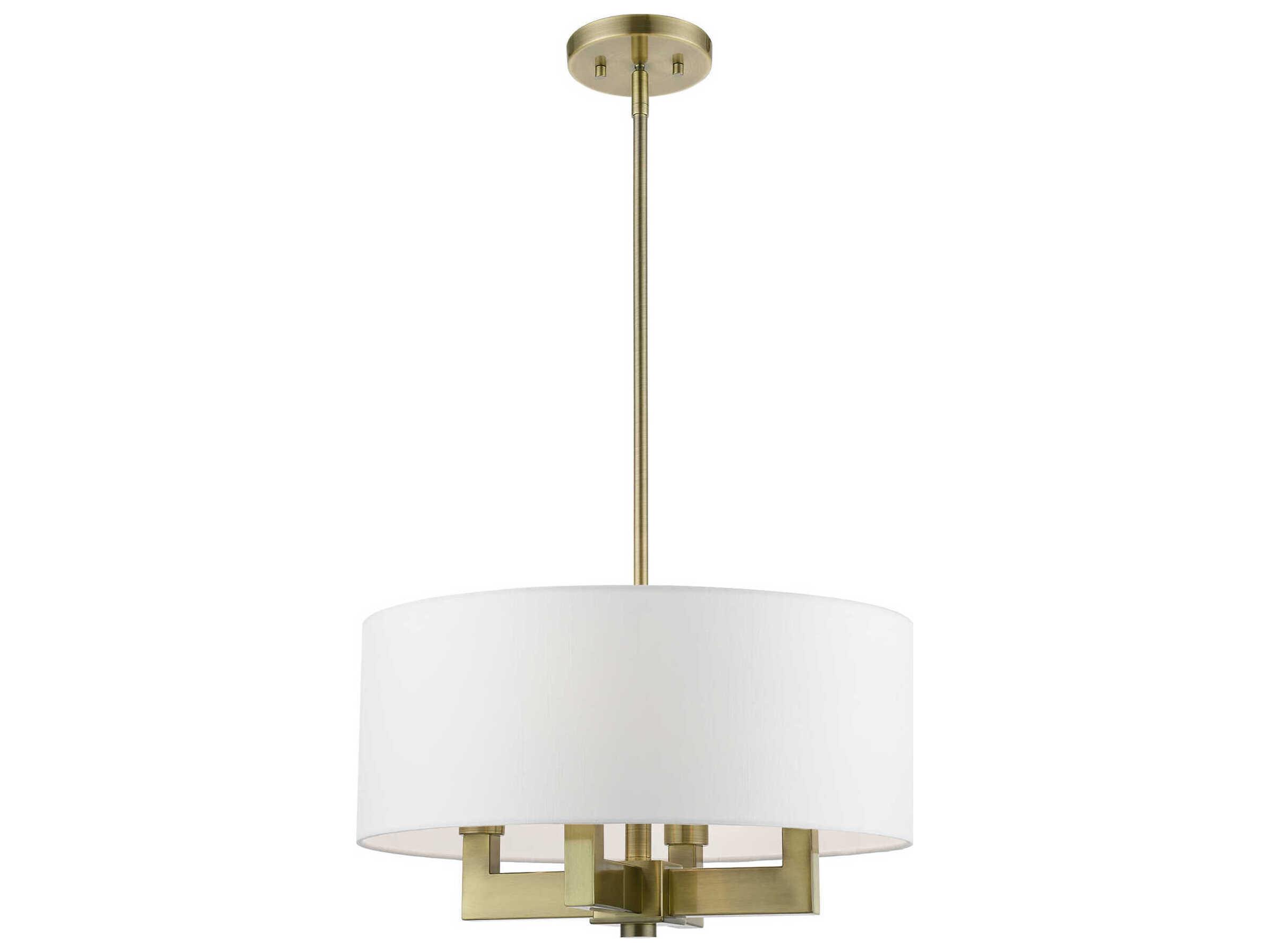 Livex Lighting Cresthaven 4-Light Antique Brass Drum Chandelier