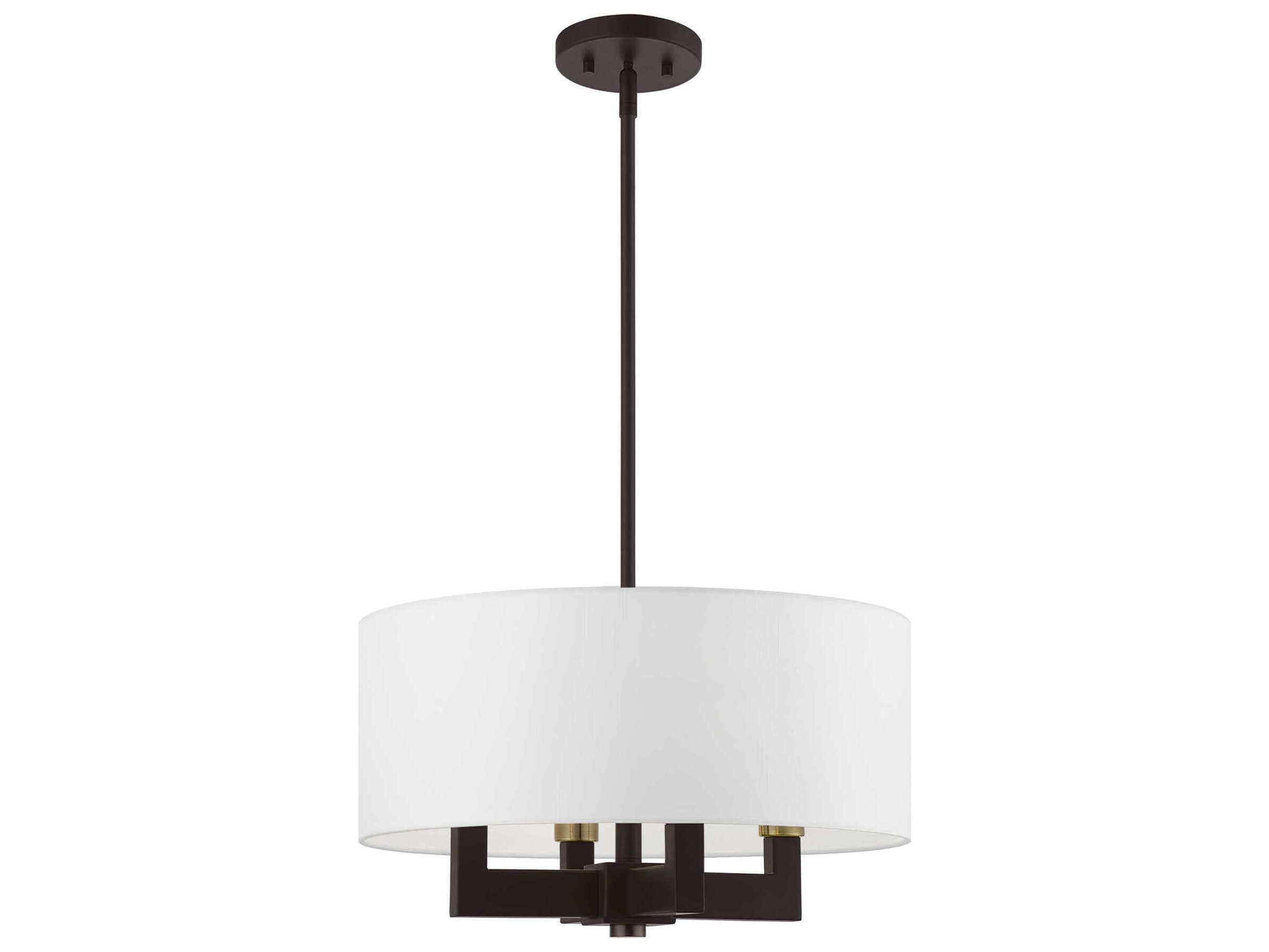 Livex Lighting Cresthaven 4-Light Bronze Antique Brass Drum Chandelier