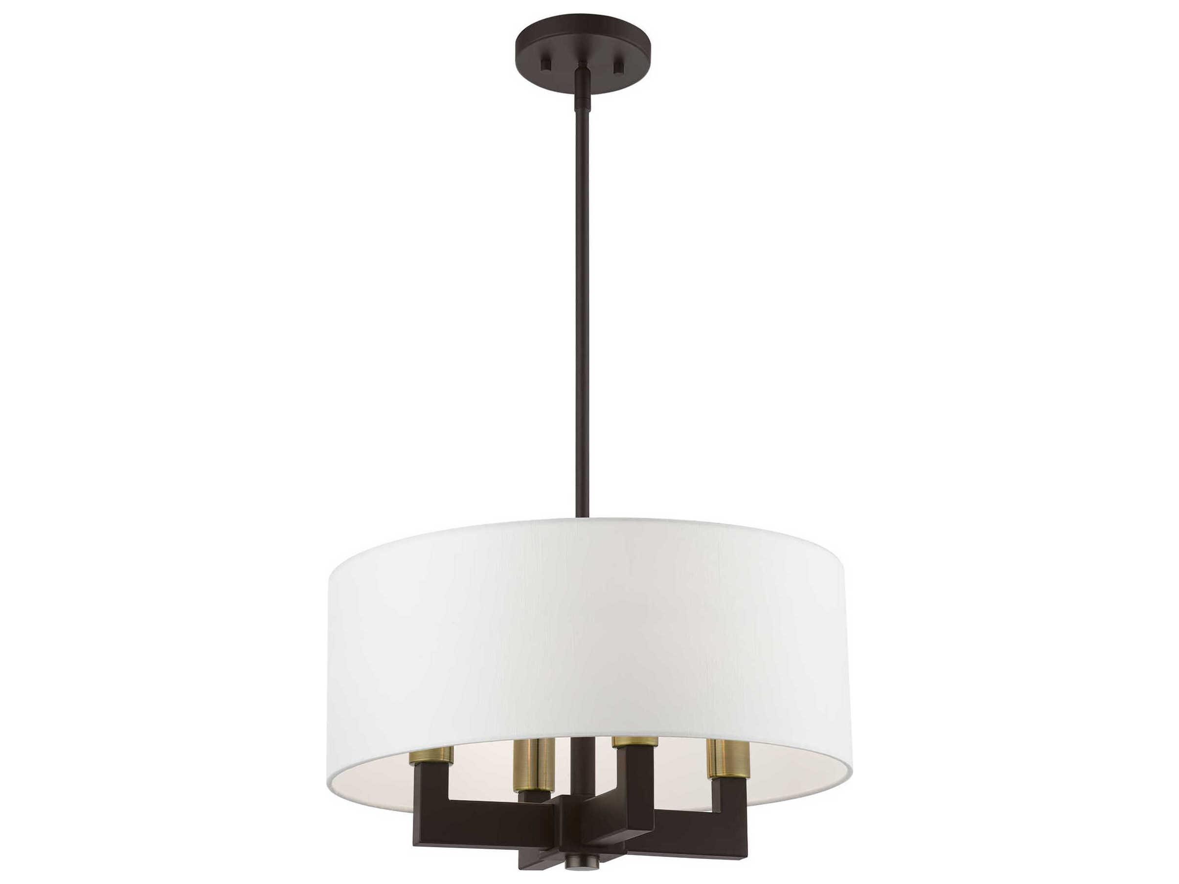 Livex Lighting Cresthaven 4-Light Bronze Antique Brass Drum Chandelier