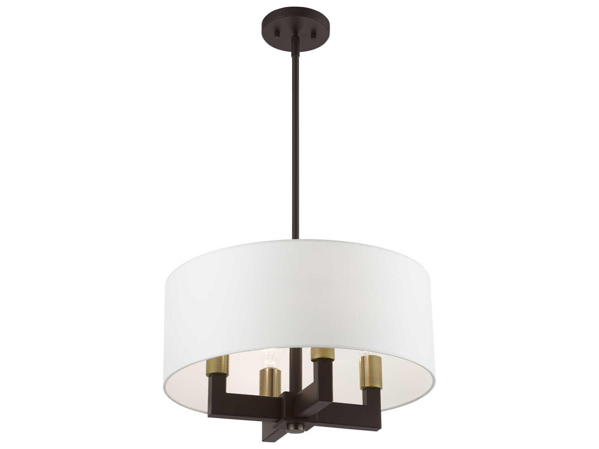 Livex Lighting Cresthaven 4-Light Bronze Antique Brass Drum Chandelier
