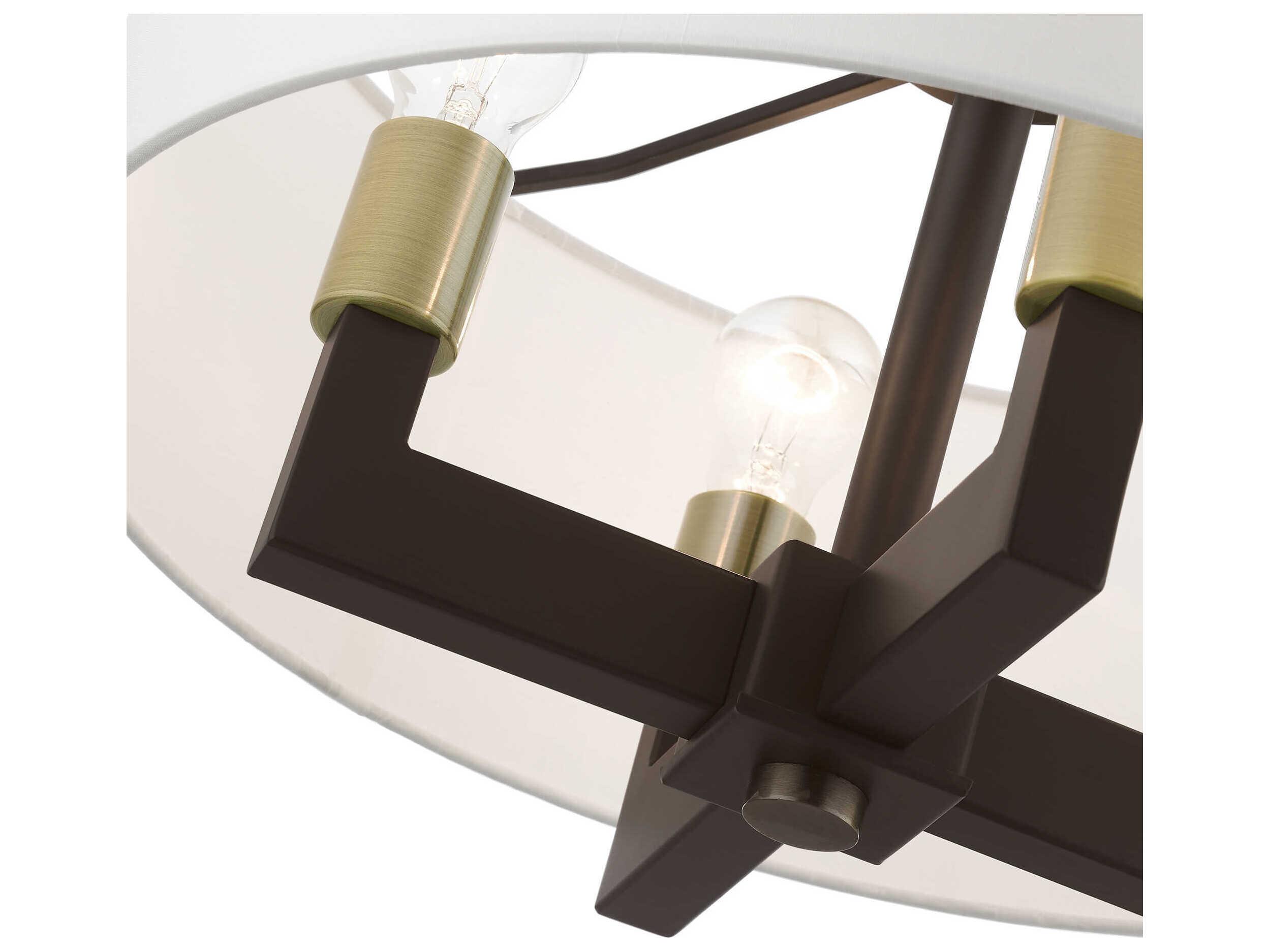 Livex Lighting Cresthaven 4-Light Bronze Antique Brass Drum Chandelier