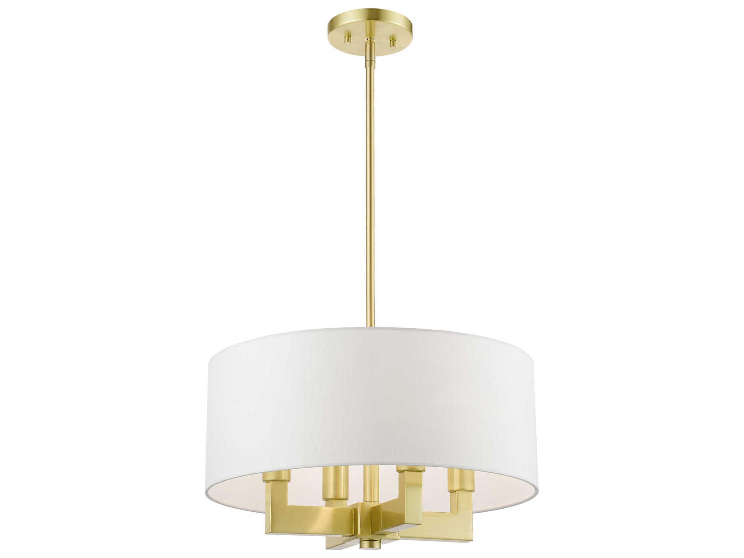 Livex Lighting Cresthaven 4-Light Satin Brass Drum Chandelier