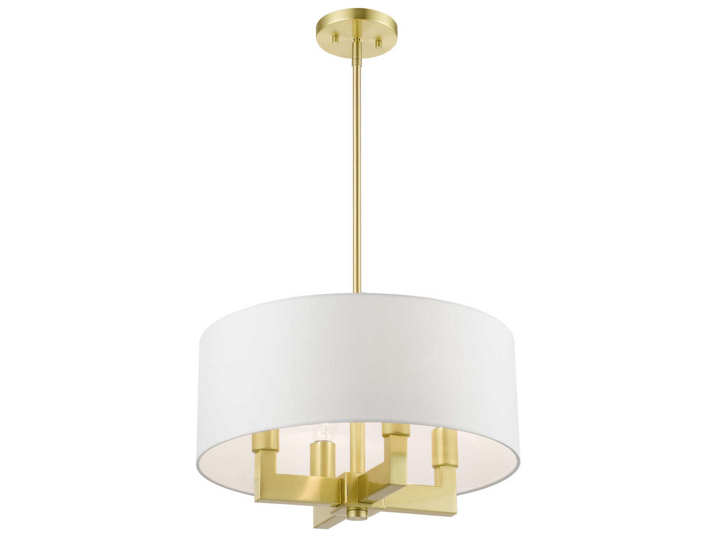 Livex Lighting Cresthaven 4-Light Satin Brass Drum Chandelier