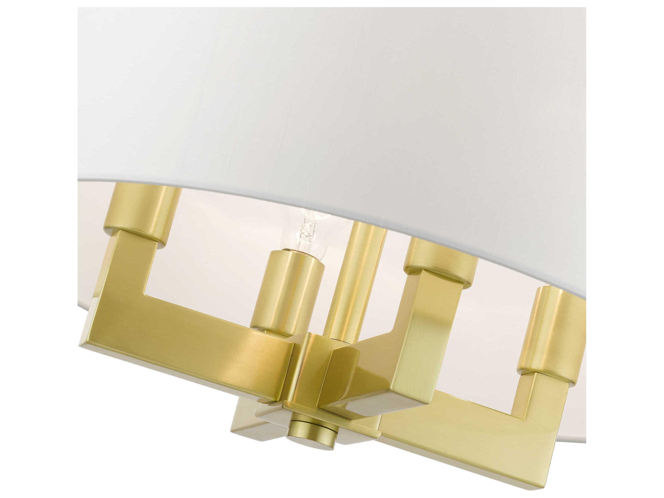 Livex Lighting Cresthaven 4-Light Satin Brass Drum Chandelier