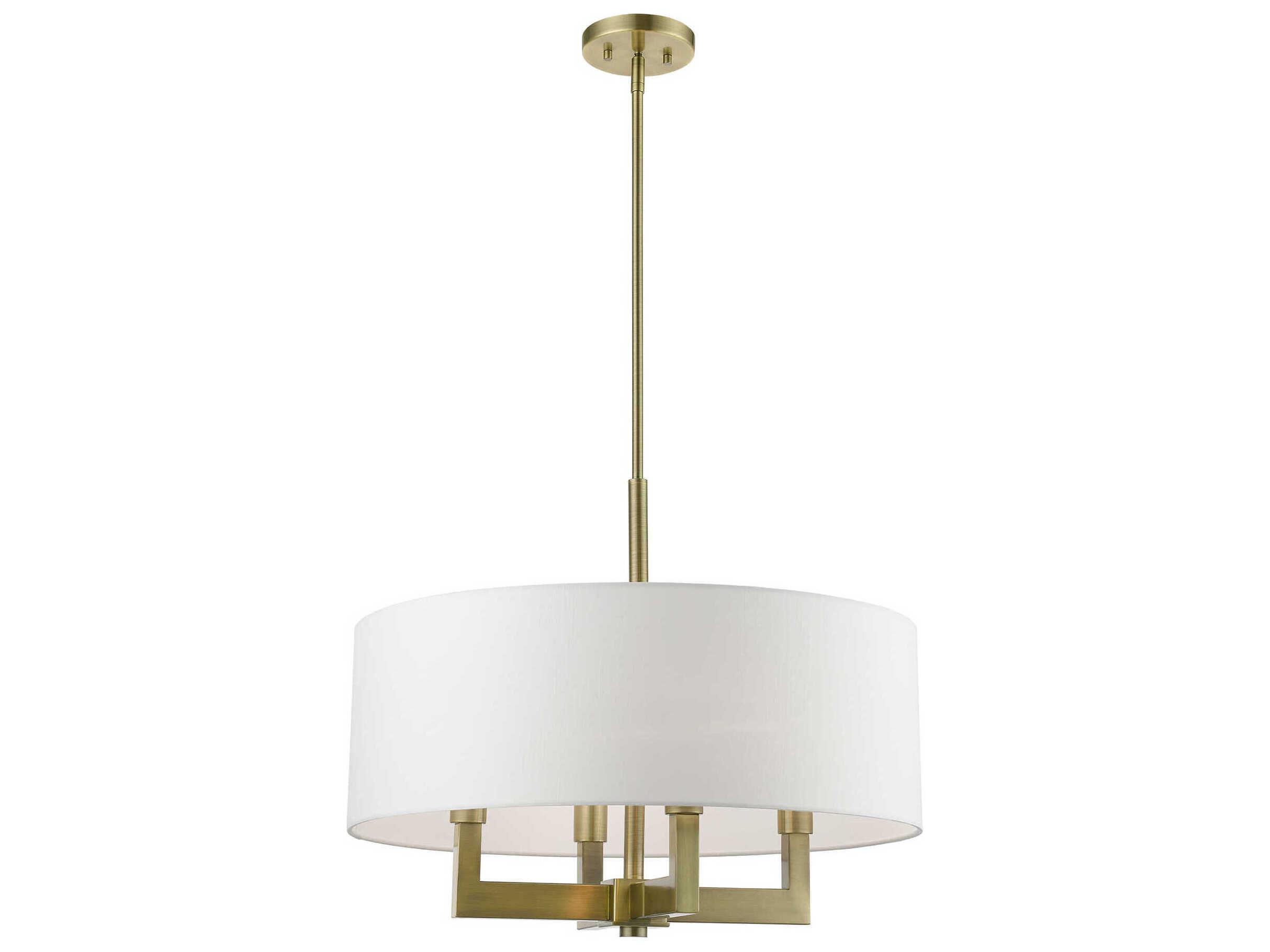 Livex Lighting Cresthaven 4-Light Antique Brass Drum Chandelier