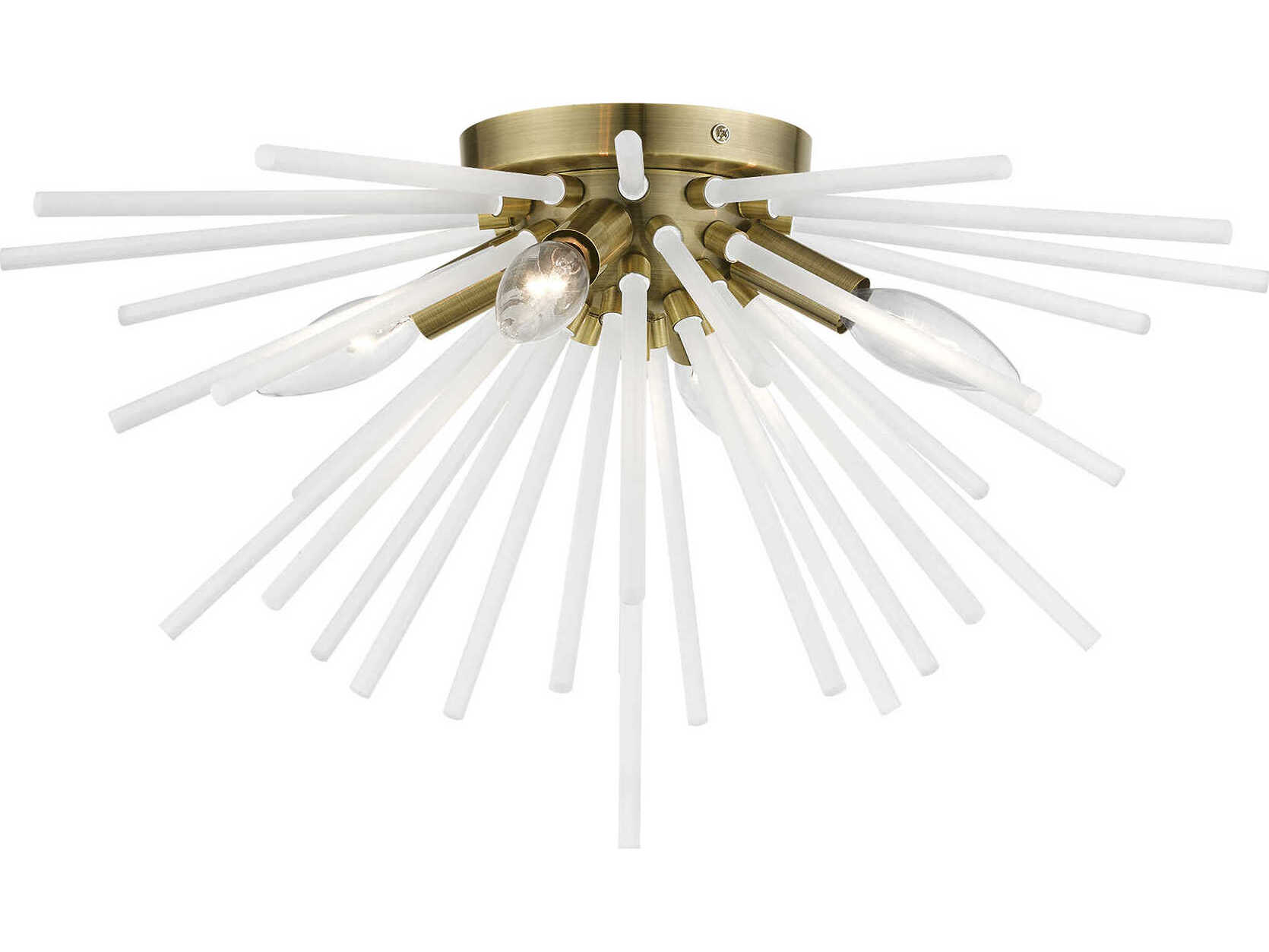 Livex Lighting Uptown 4-Light Antique Brass Glass Sputnik Flush Mount