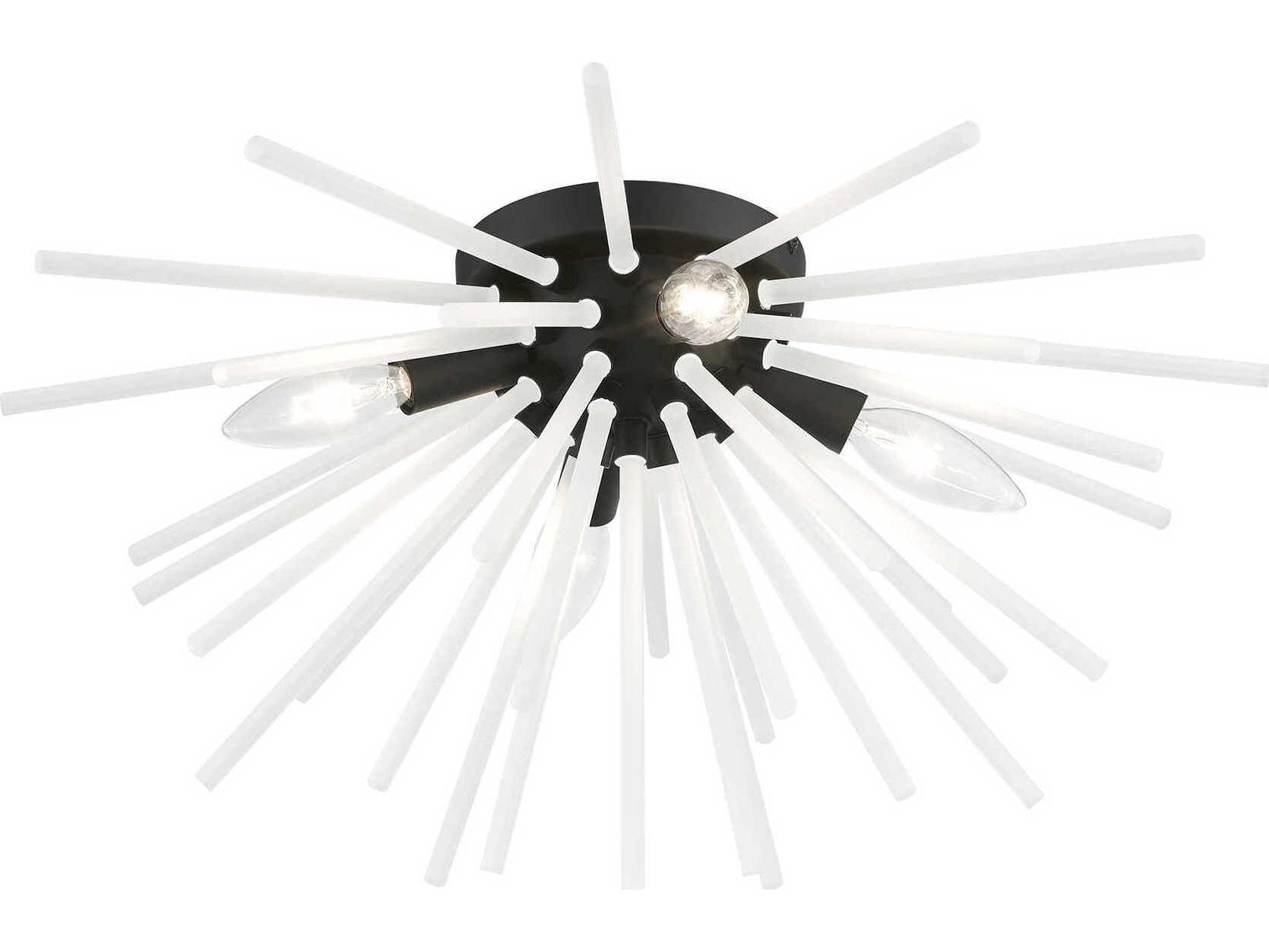 Livex Lighting Uptown 4-Light Black Glass Sputnik Flush Mount