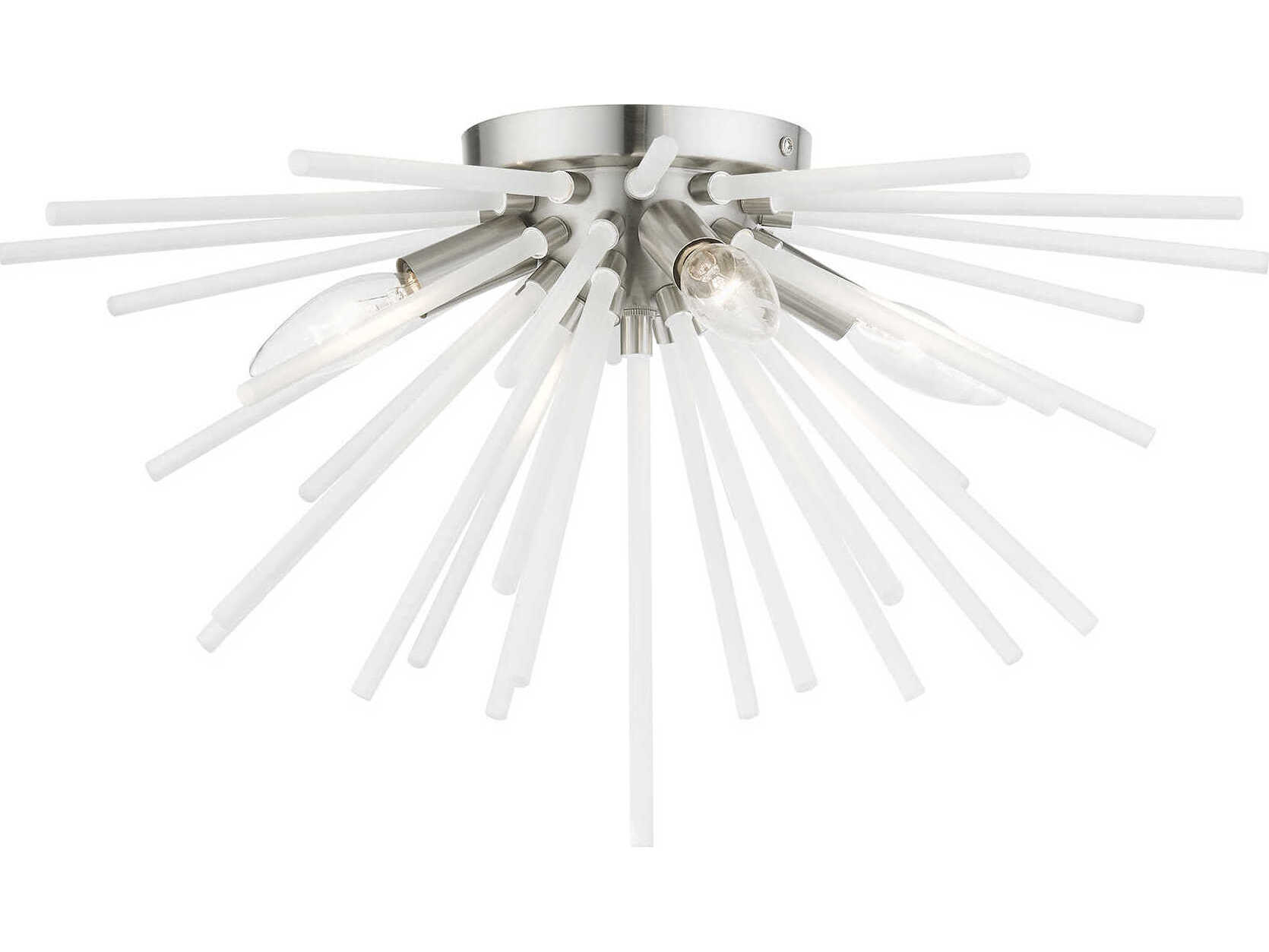 Livex Lighting Uptown 4-Light Brushed Nickel Glass Sputnik Flush Mount