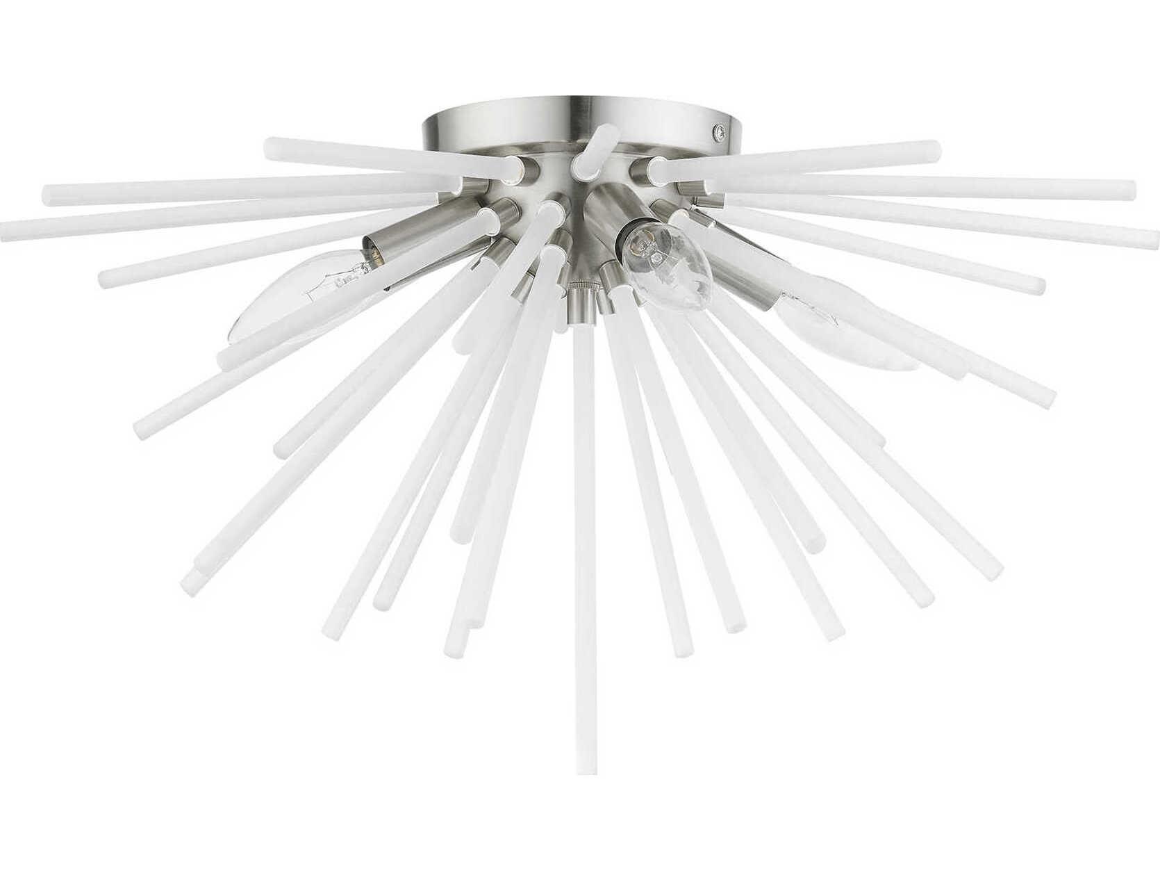 Livex Lighting Uptown 4-Light Brushed Nickel Glass Sputnik Flush Mount