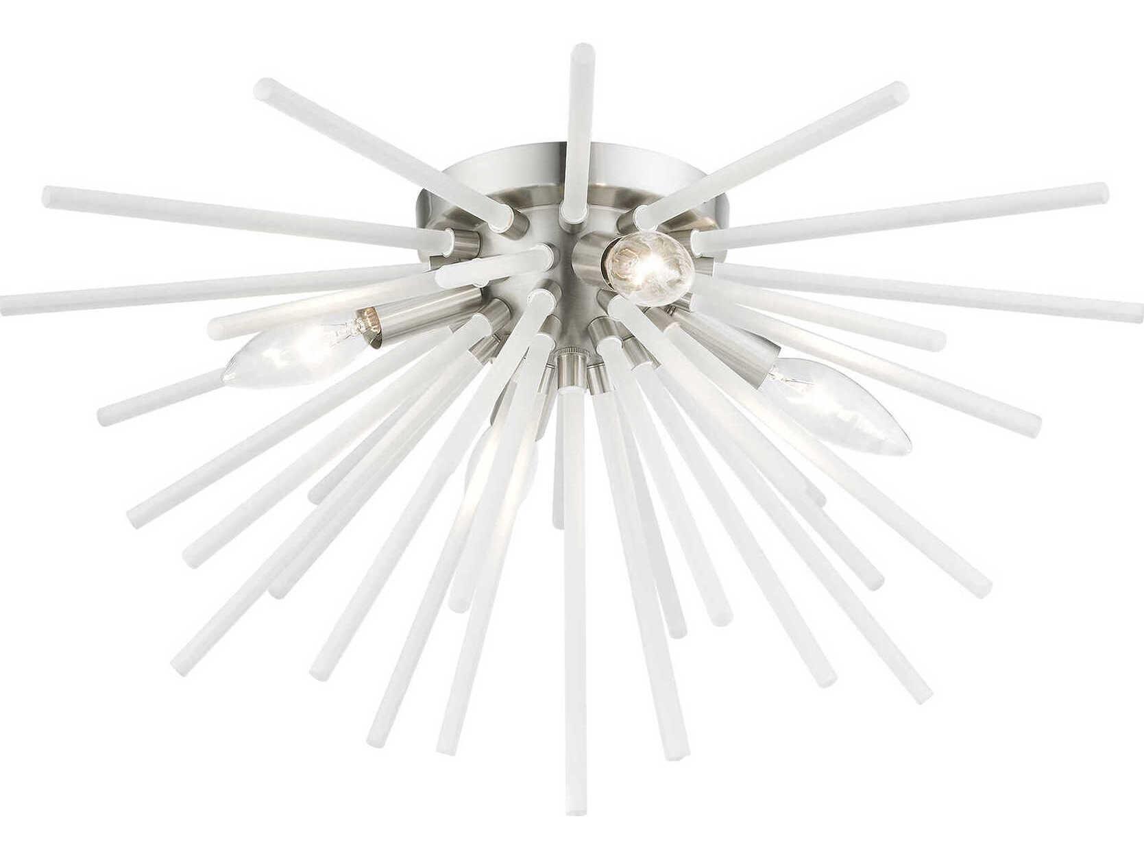 Livex Lighting Uptown 4-Light Brushed Nickel Glass Sputnik Flush Mount