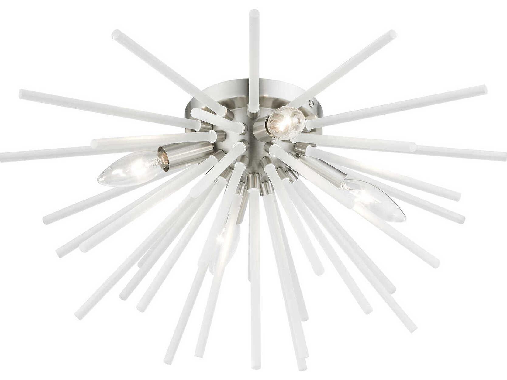Livex Lighting Uptown 4-Light Brushed Nickel Glass Sputnik Flush Mount