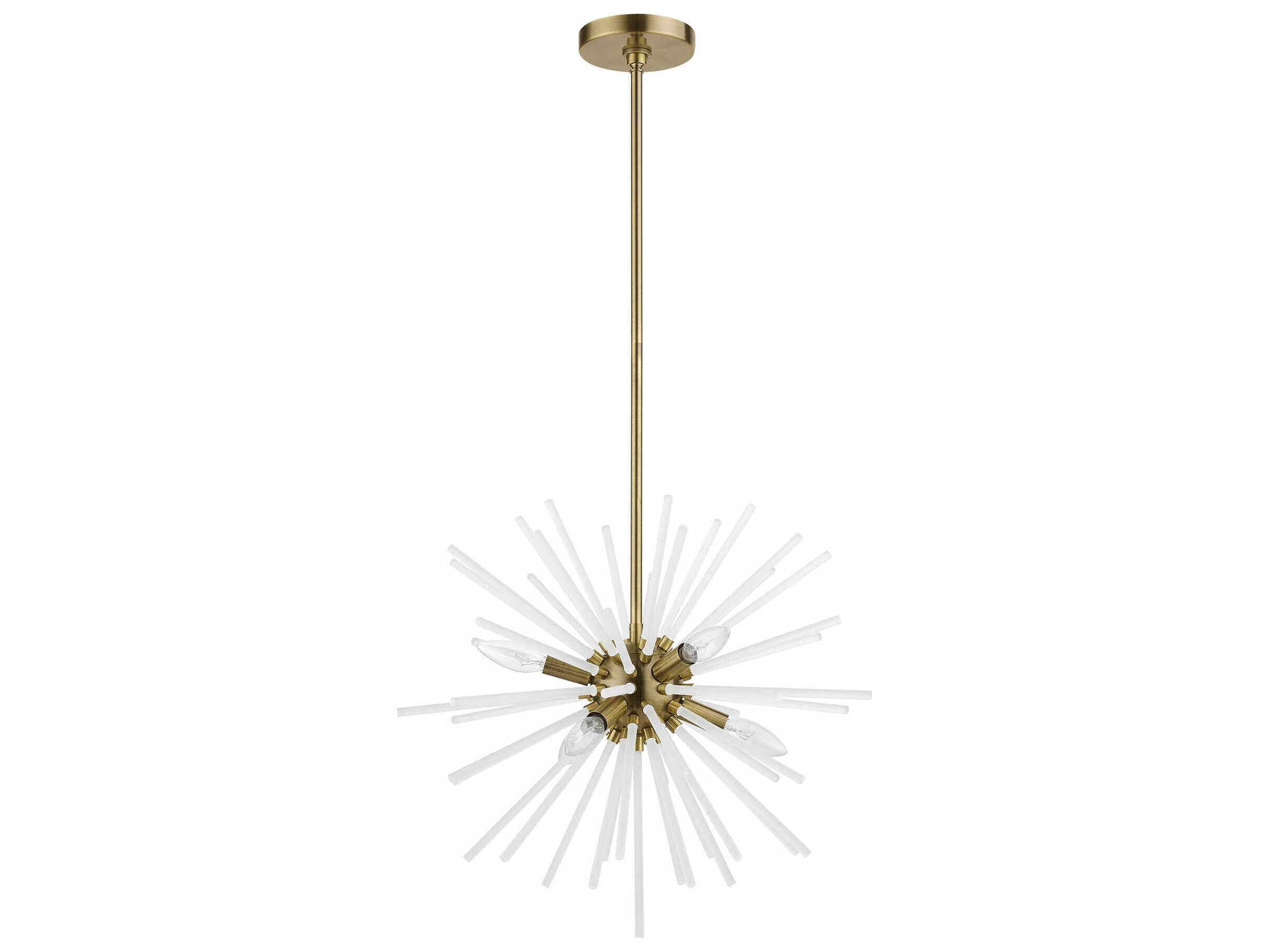 Livex Lighting Uptown 6-Light Antique Brass Glass Sputnik Pendant