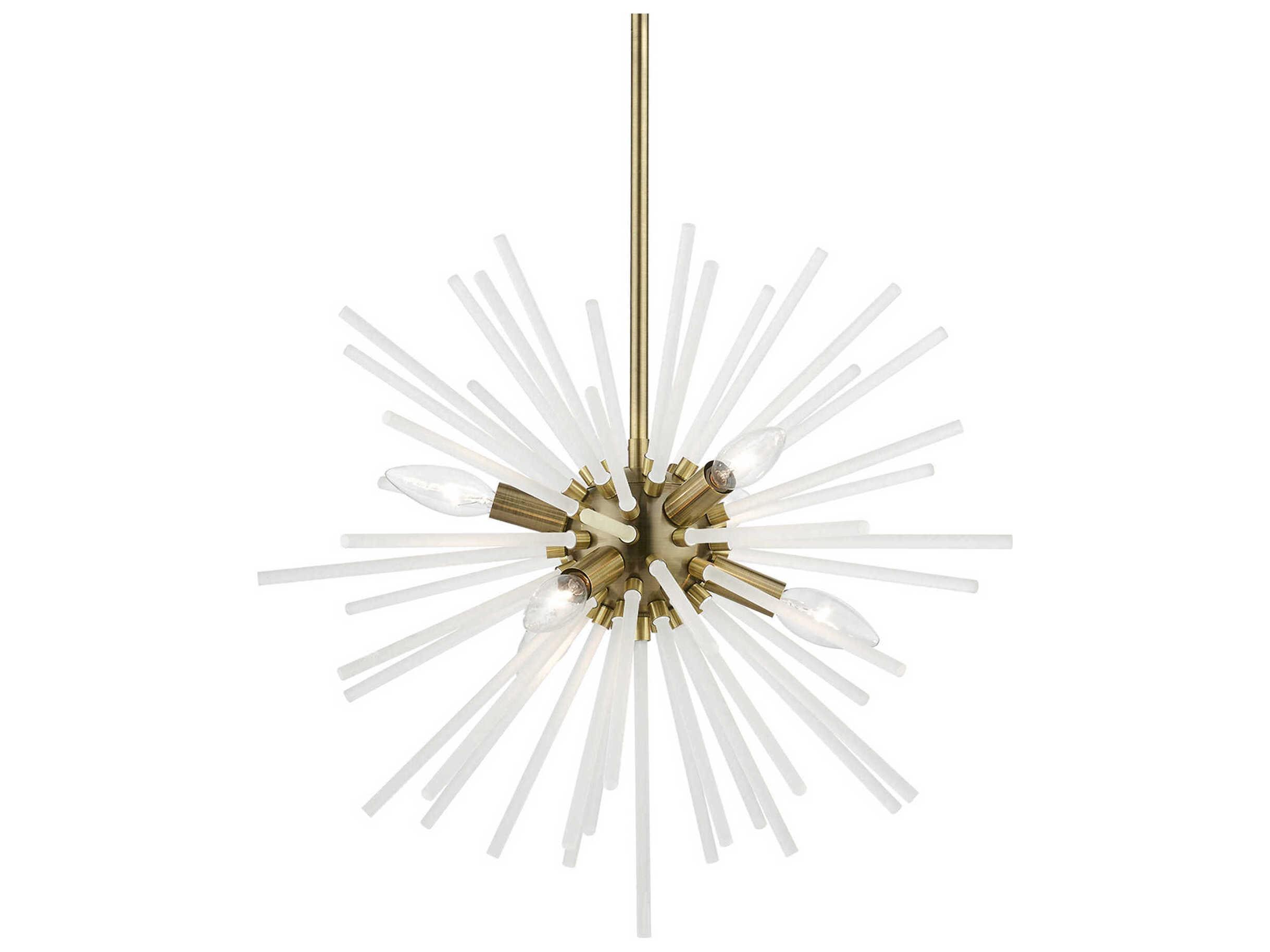 Livex Lighting Uptown 6-Light Antique Brass Glass Sputnik Pendant