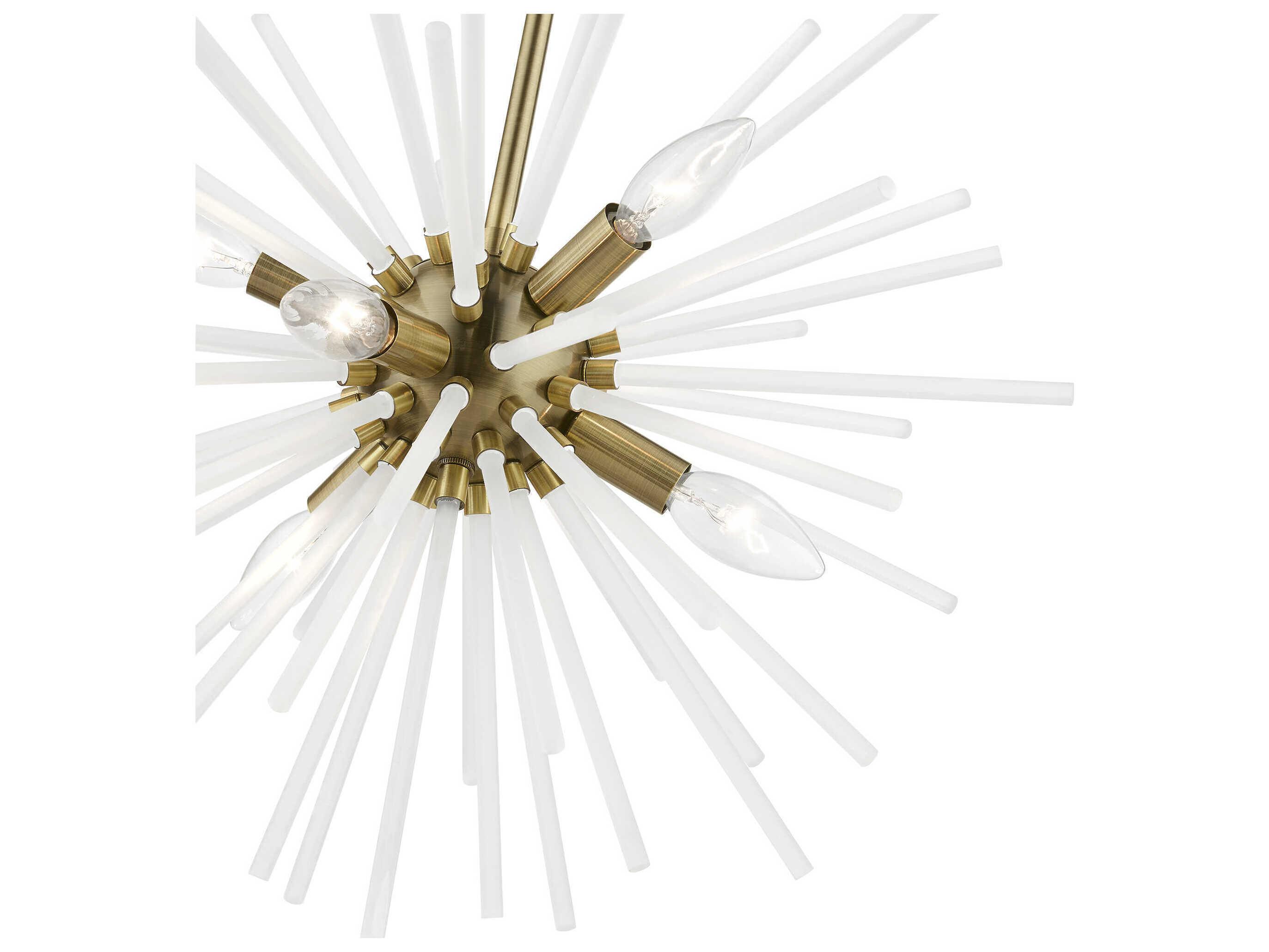 Livex Lighting Uptown 6-Light Antique Brass Glass Sputnik Pendant