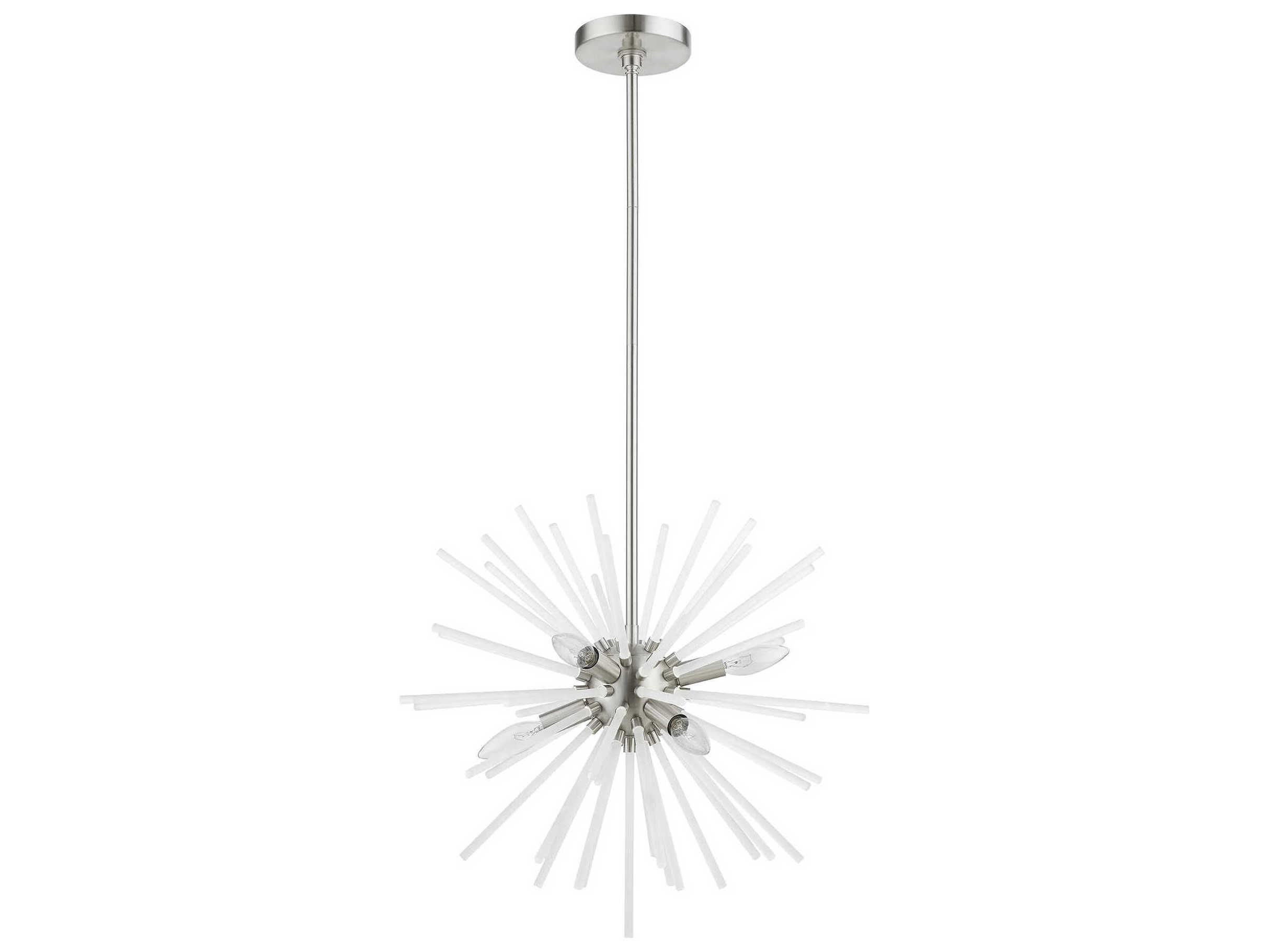 Livex Lighting Uptown 6-Light Brushed Nickel Glass Sputnik Pendant