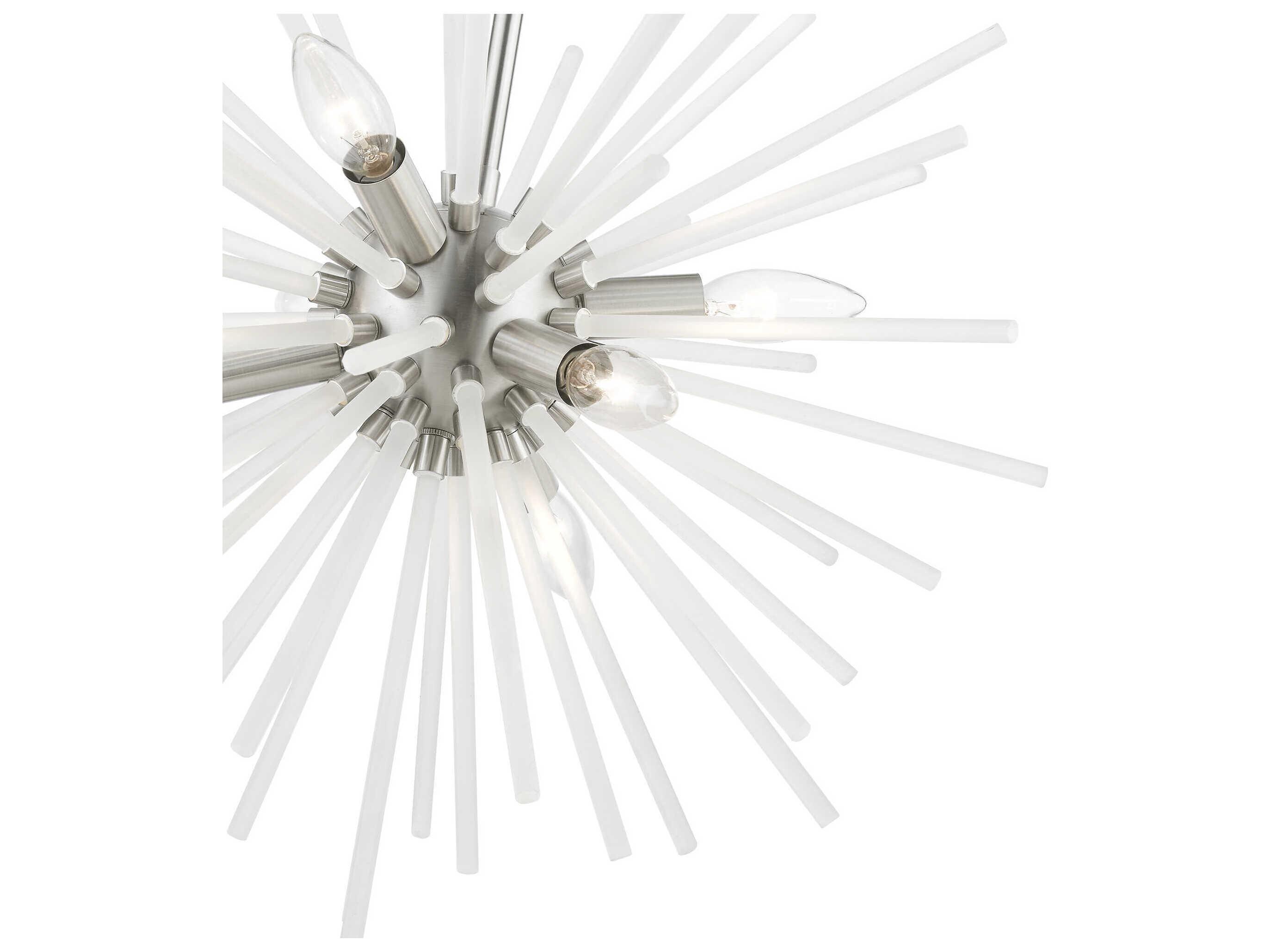 Livex Lighting Uptown 6-Light Brushed Nickel Glass Sputnik Pendant